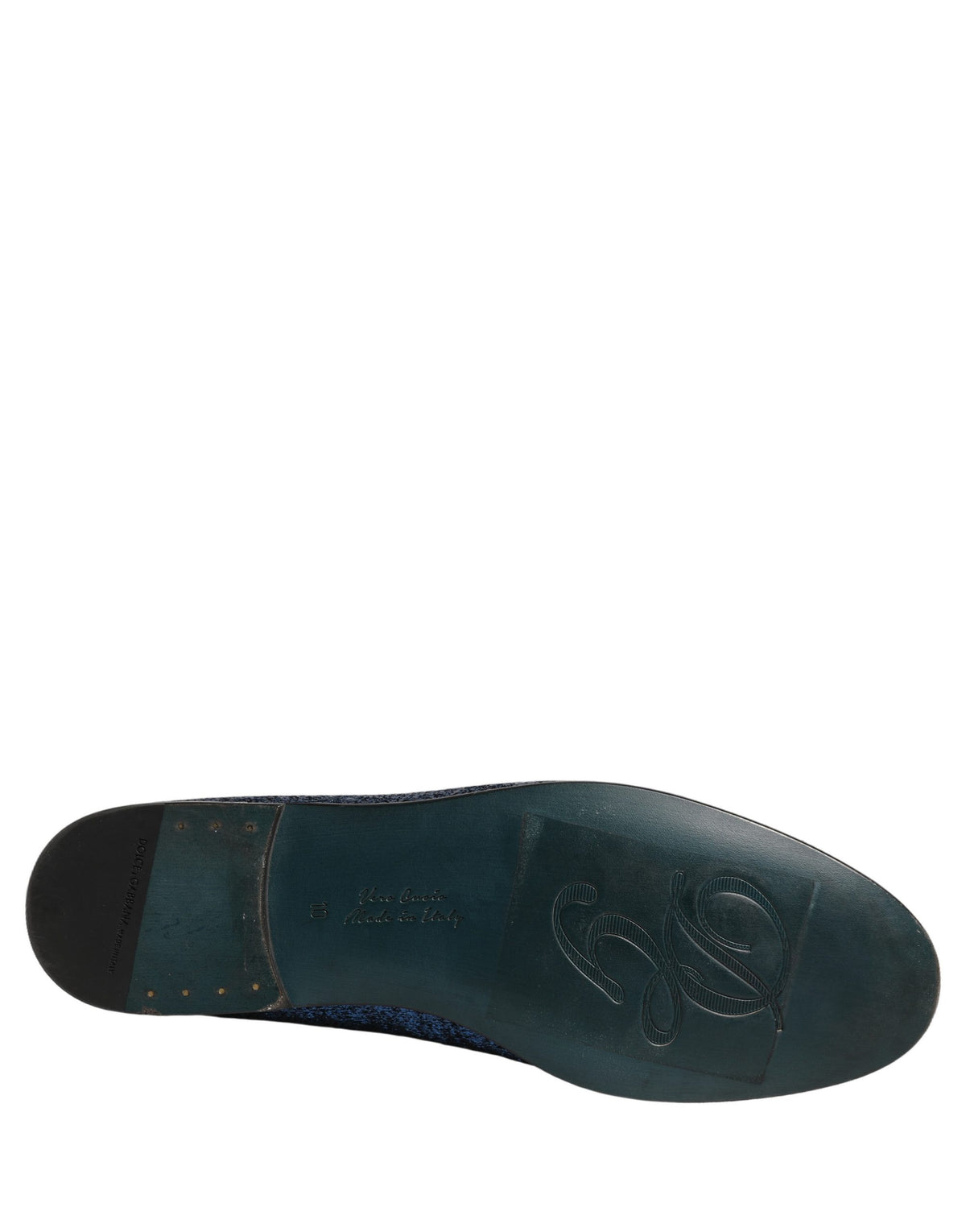 Dolce & Gabbana Blaue Glitzer-Lurex DG Logo Kleid Slipper
