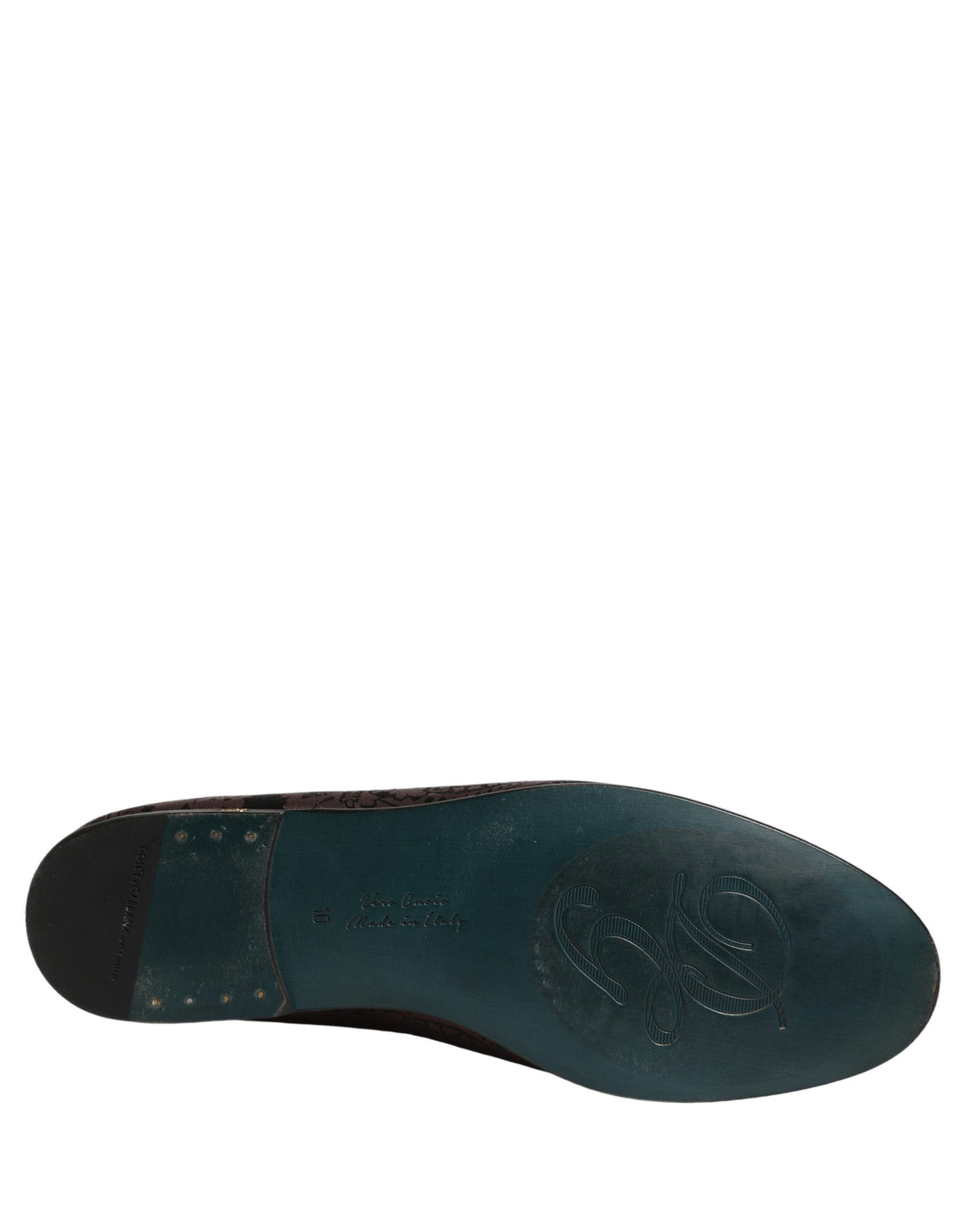 Dolce & Gabbana Bordeauxrote Jacquard-Leder Slipper Loafers Schuhe