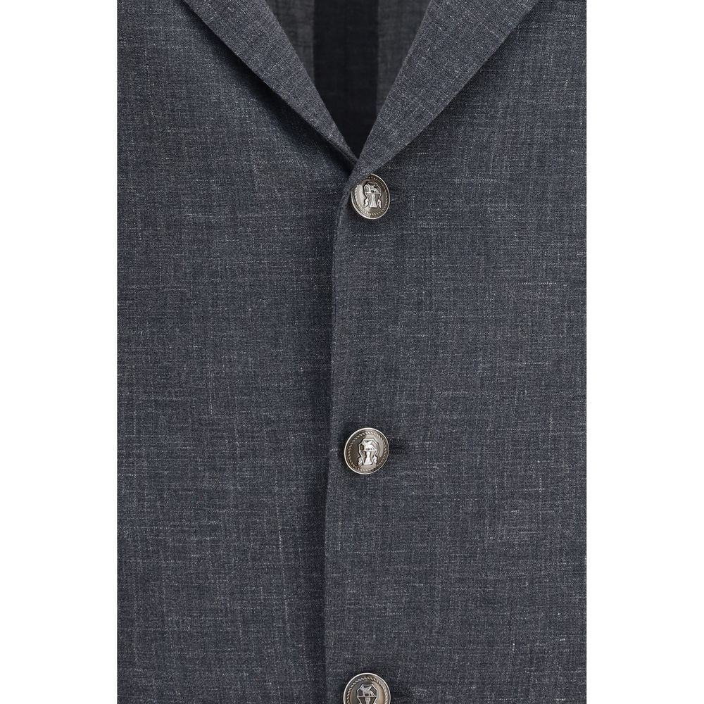 Brunello Cucinelli Grey Blazer for Men detail view