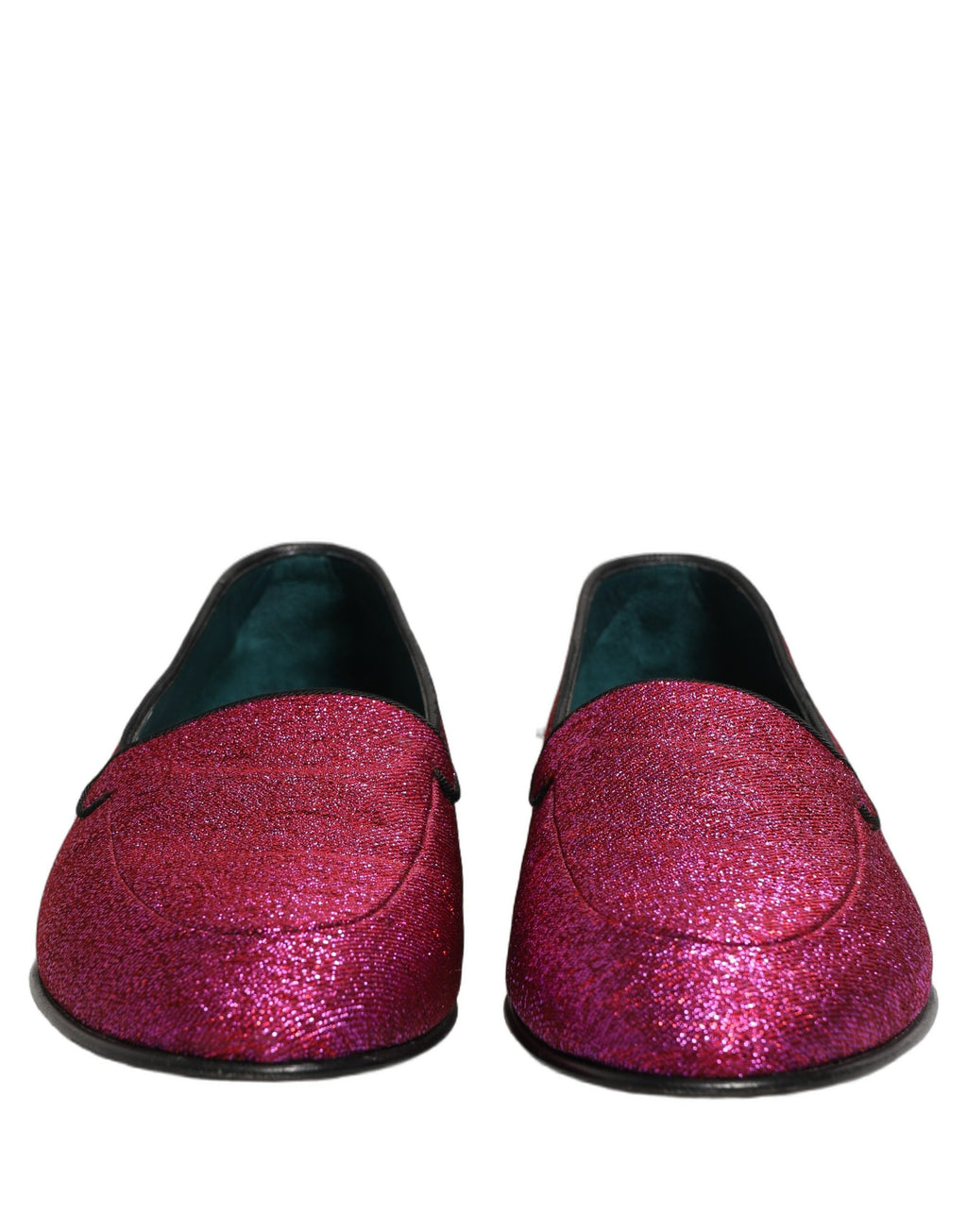Chaussures mocassins Dolce & Gabbana rose paillettes Lurex logo