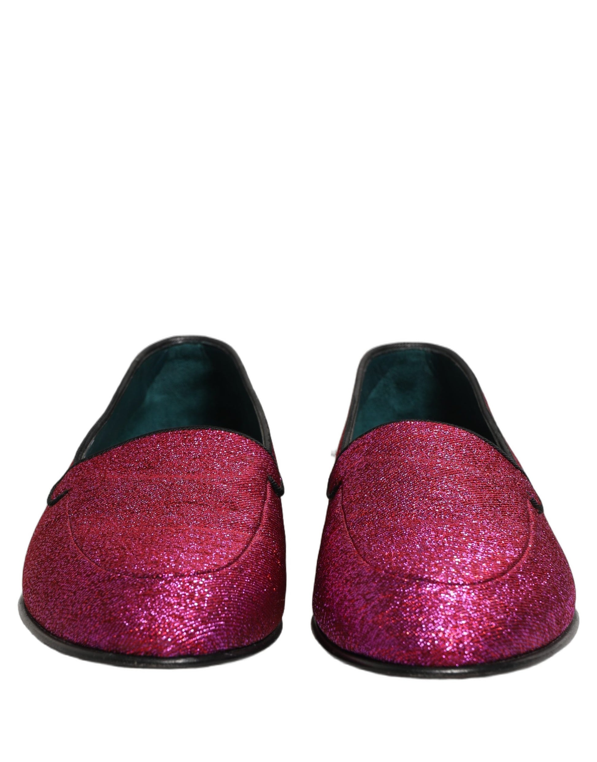 Chaussures mocassins Dolce & Gabbana rose paillettes Lurex logo