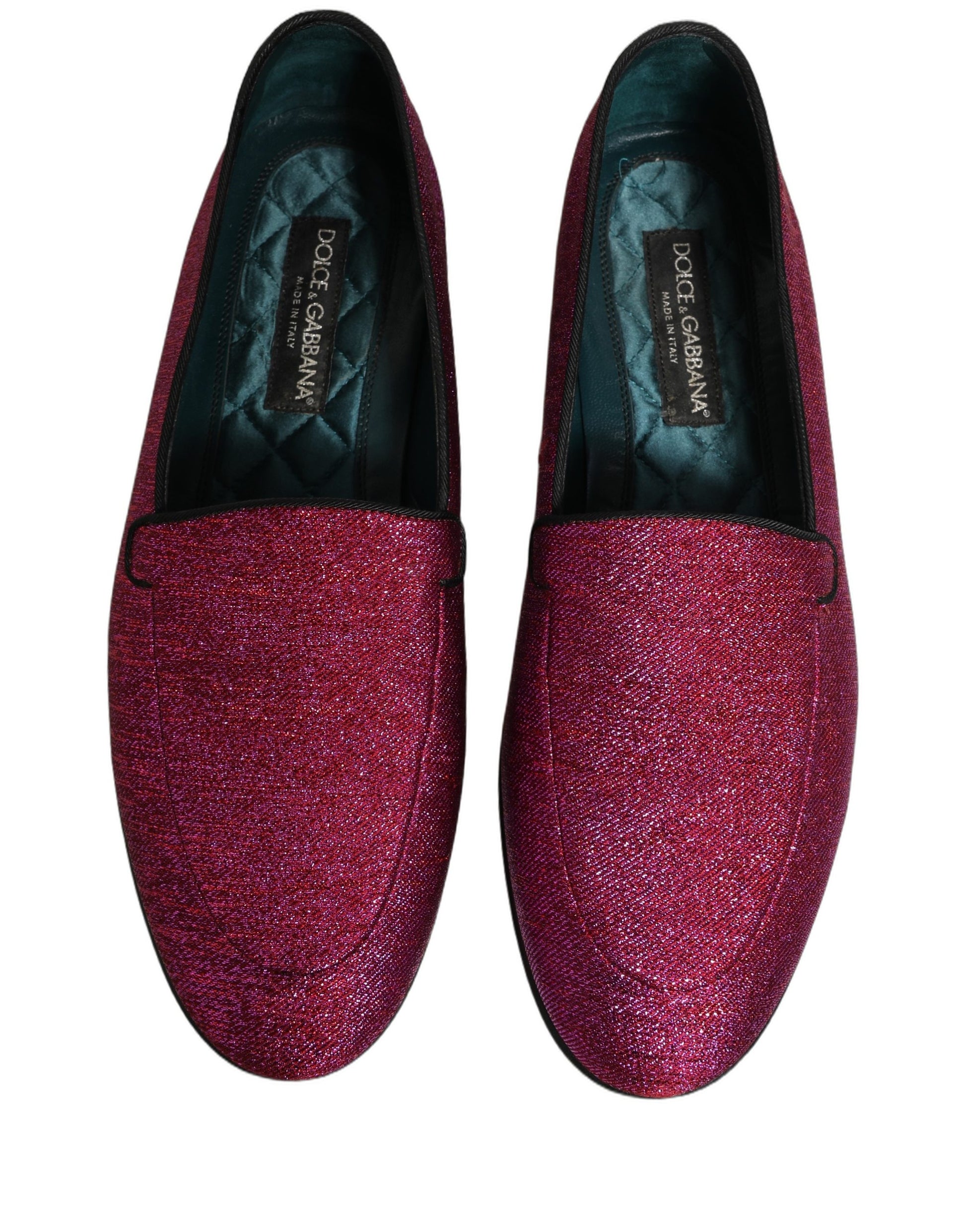 Chaussures mocassins Dolce & Gabbana rose paillettes Lurex logo