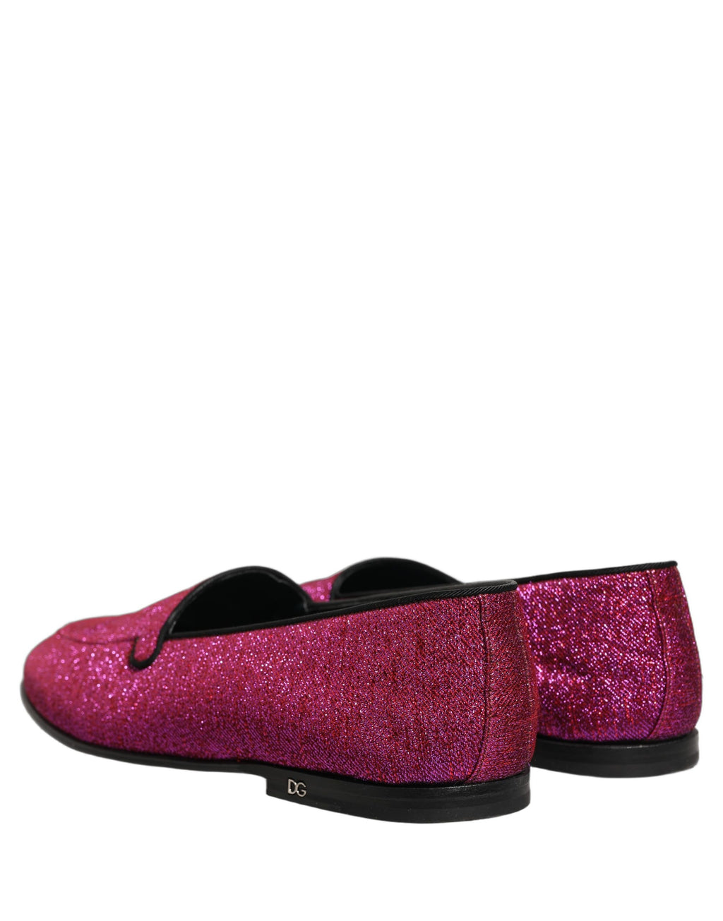 Chaussures mocassins Dolce & Gabbana rose paillettes Lurex logo