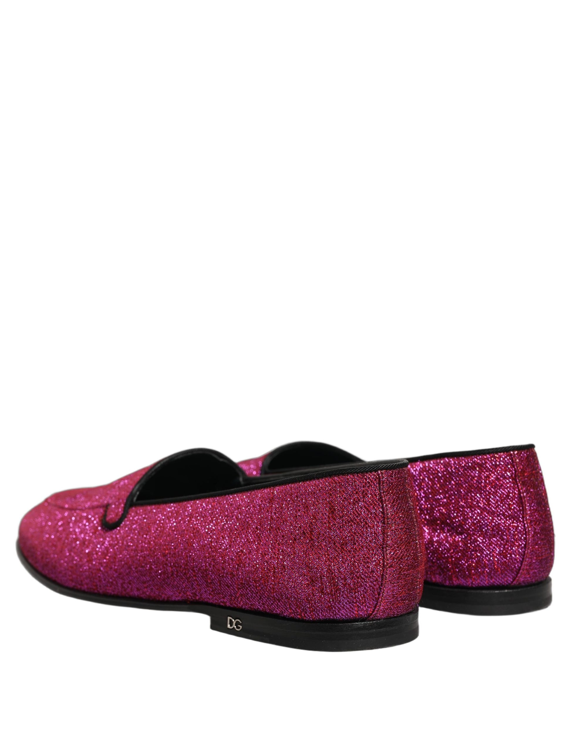 Chaussures mocassins Dolce & Gabbana rose paillettes Lurex logo
