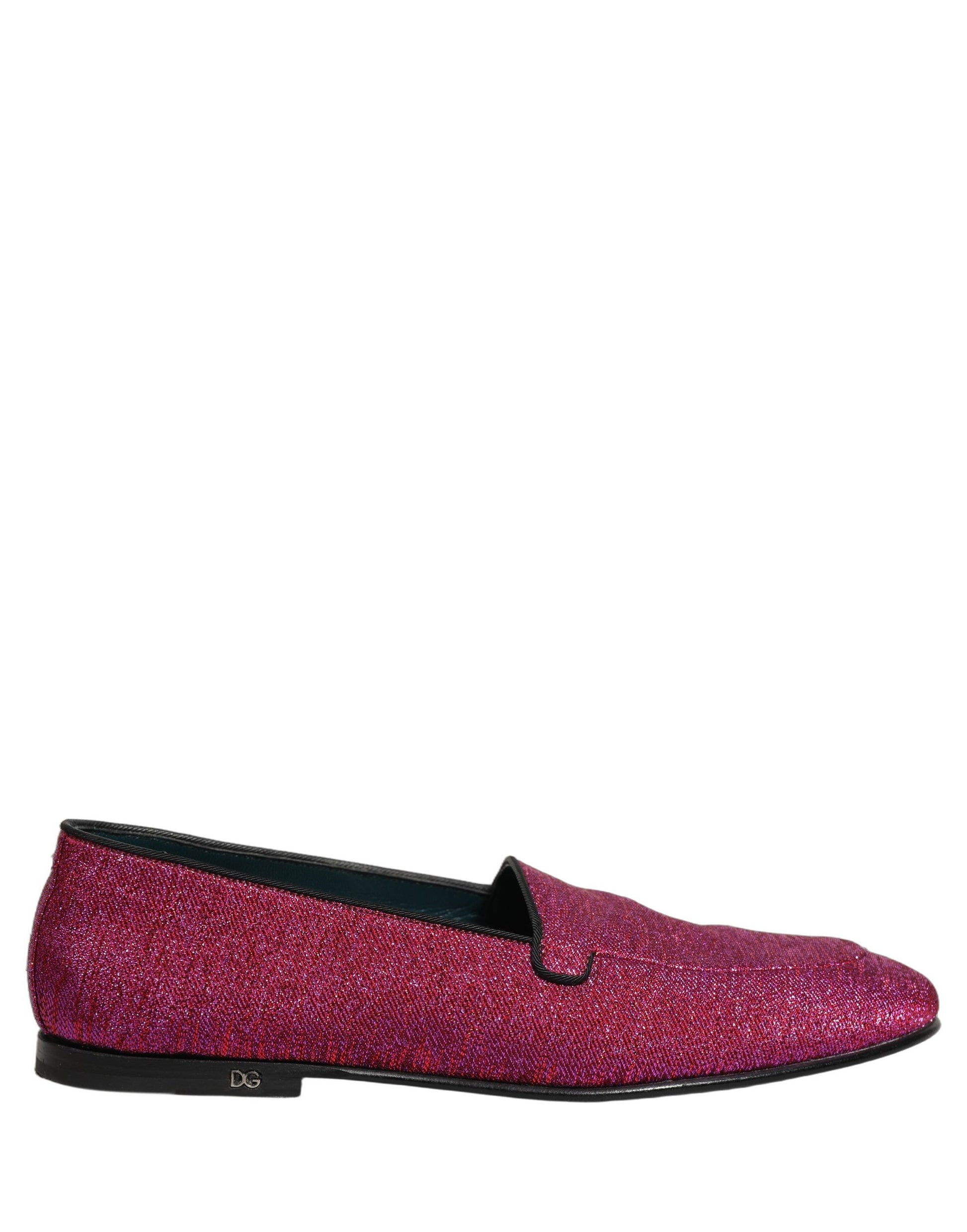 Chaussures mocassins Dolce & Gabbana rose paillettes Lurex logo