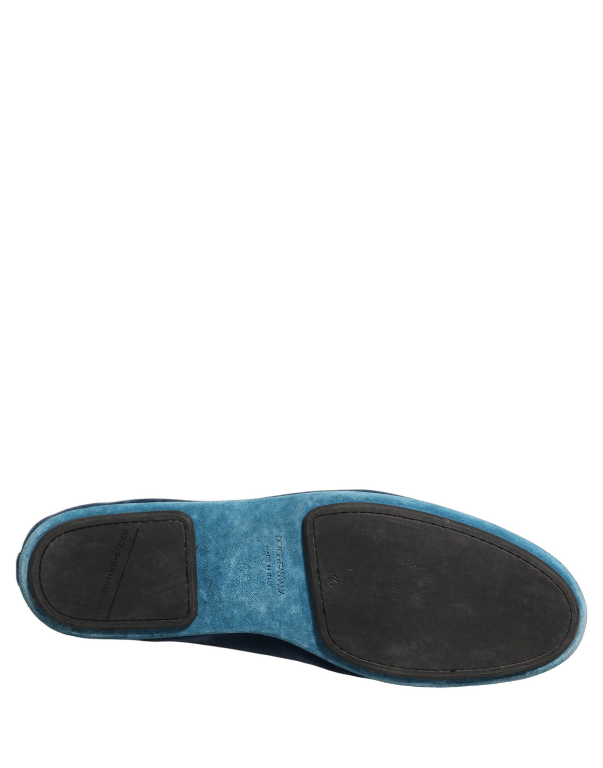 Dolce & Gabbana Mokassins mit blauer Samt-Kronenstickerei