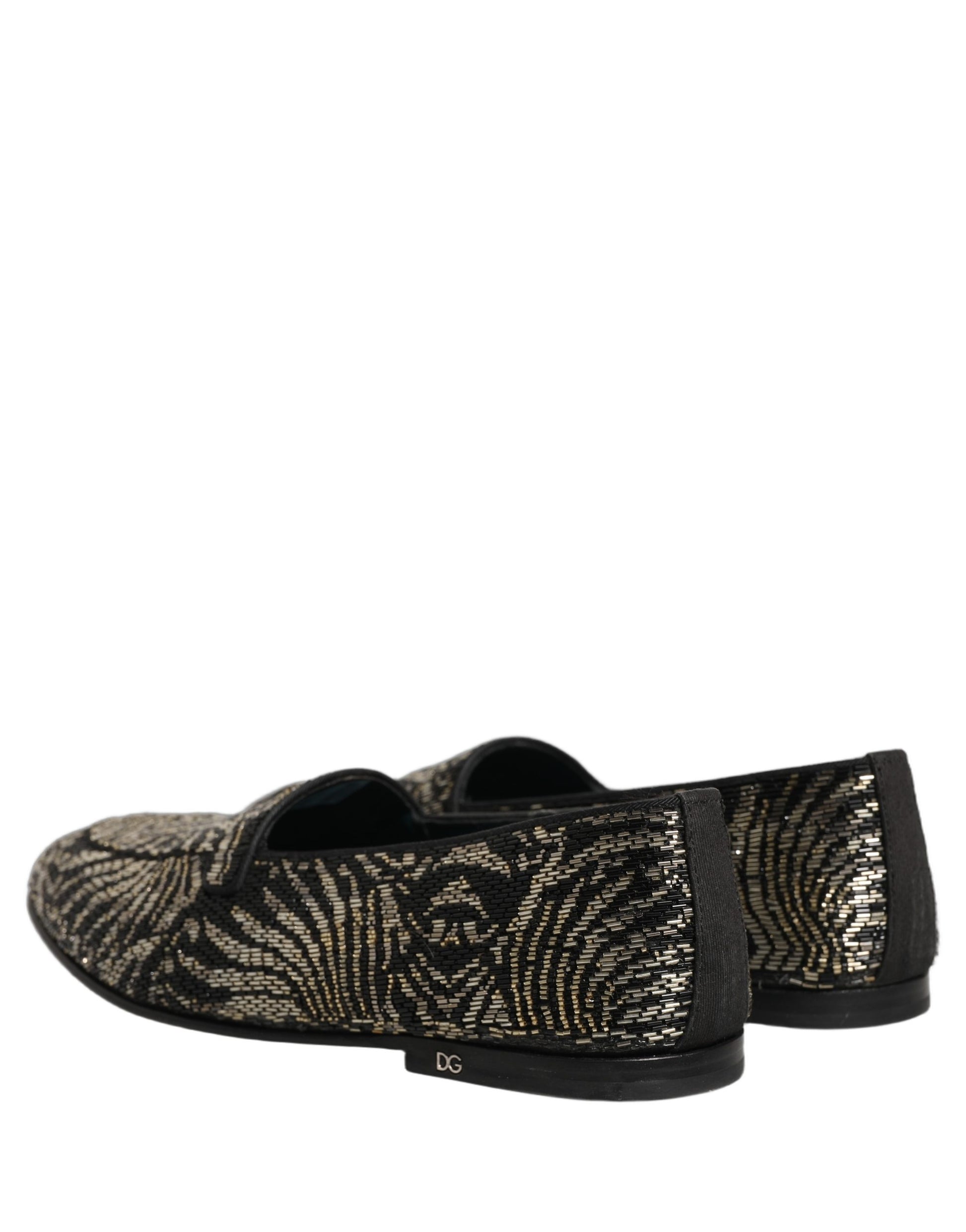 Dolce & Gabbana Black Silver Embellished Dress Loafers Shoes