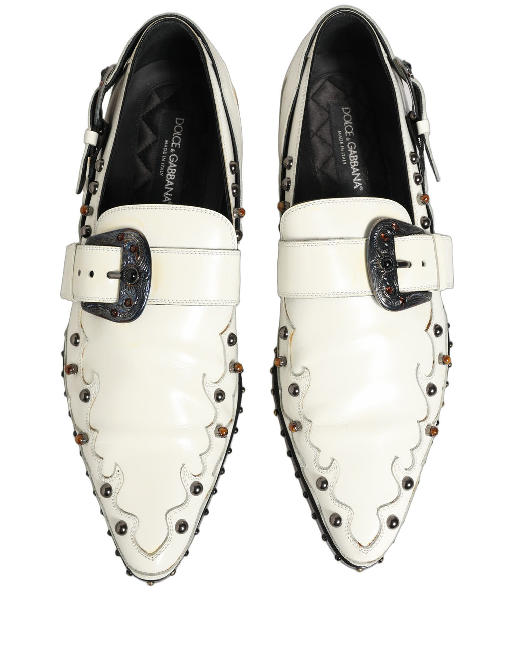 Dolce & Gabbana White Slip On Loafers for Men side view