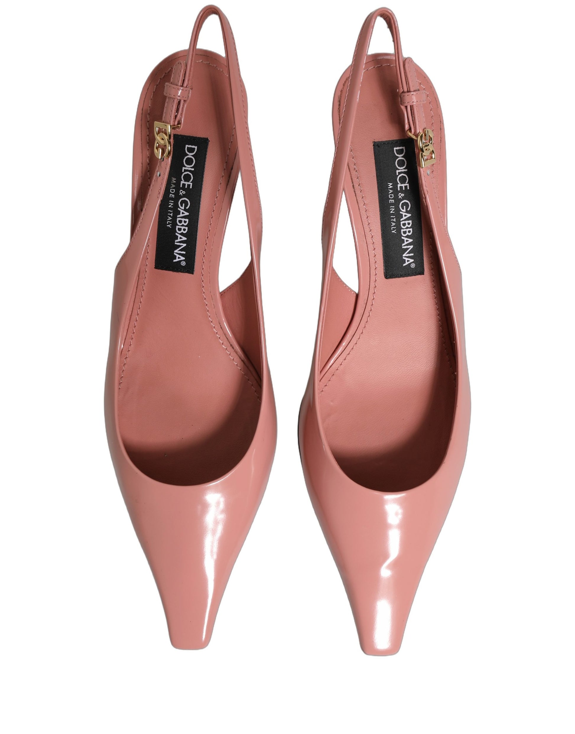 Dolce & Gabbana Pink Leather Mid Heels Slingbacks Shoes
