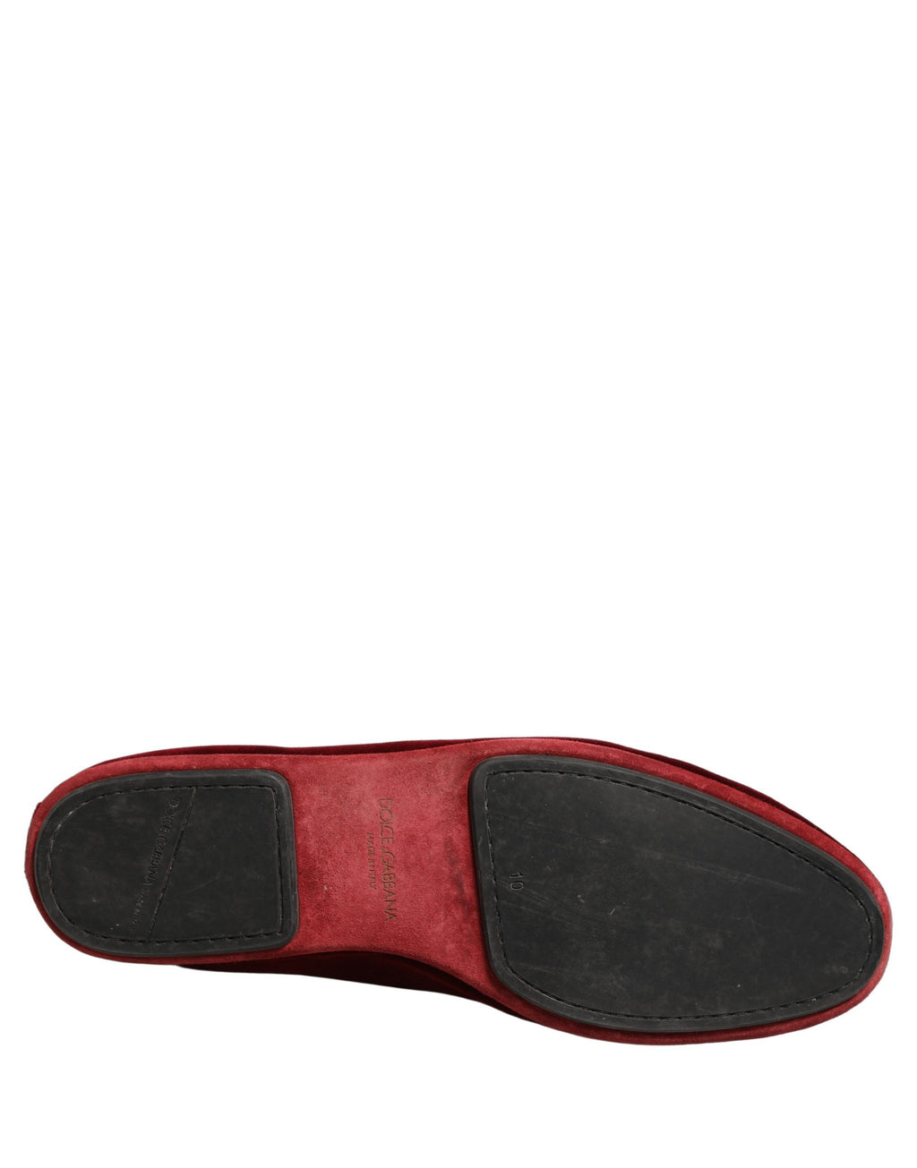 Dolce & Gabbana Mocassins Plats Homme en Velours Bordeau à Enfiler