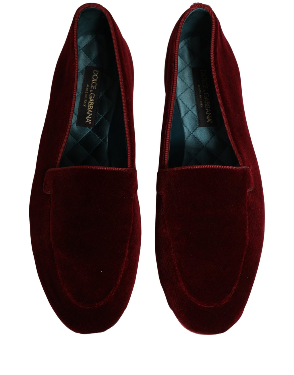 Dolce & Gabbana Mocassins Plats Homme en Velours Bordeau à Enfiler