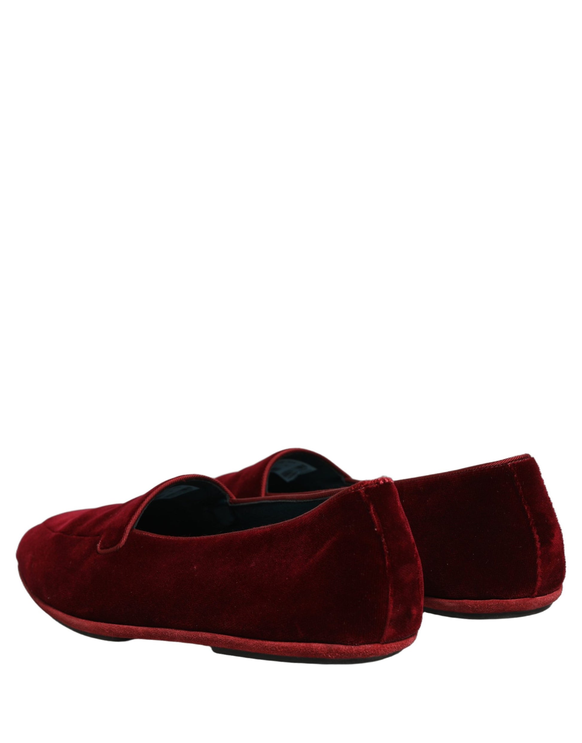 Dolce & Gabbana Mocassins Plats Homme en Velours Bordeau à Enfiler