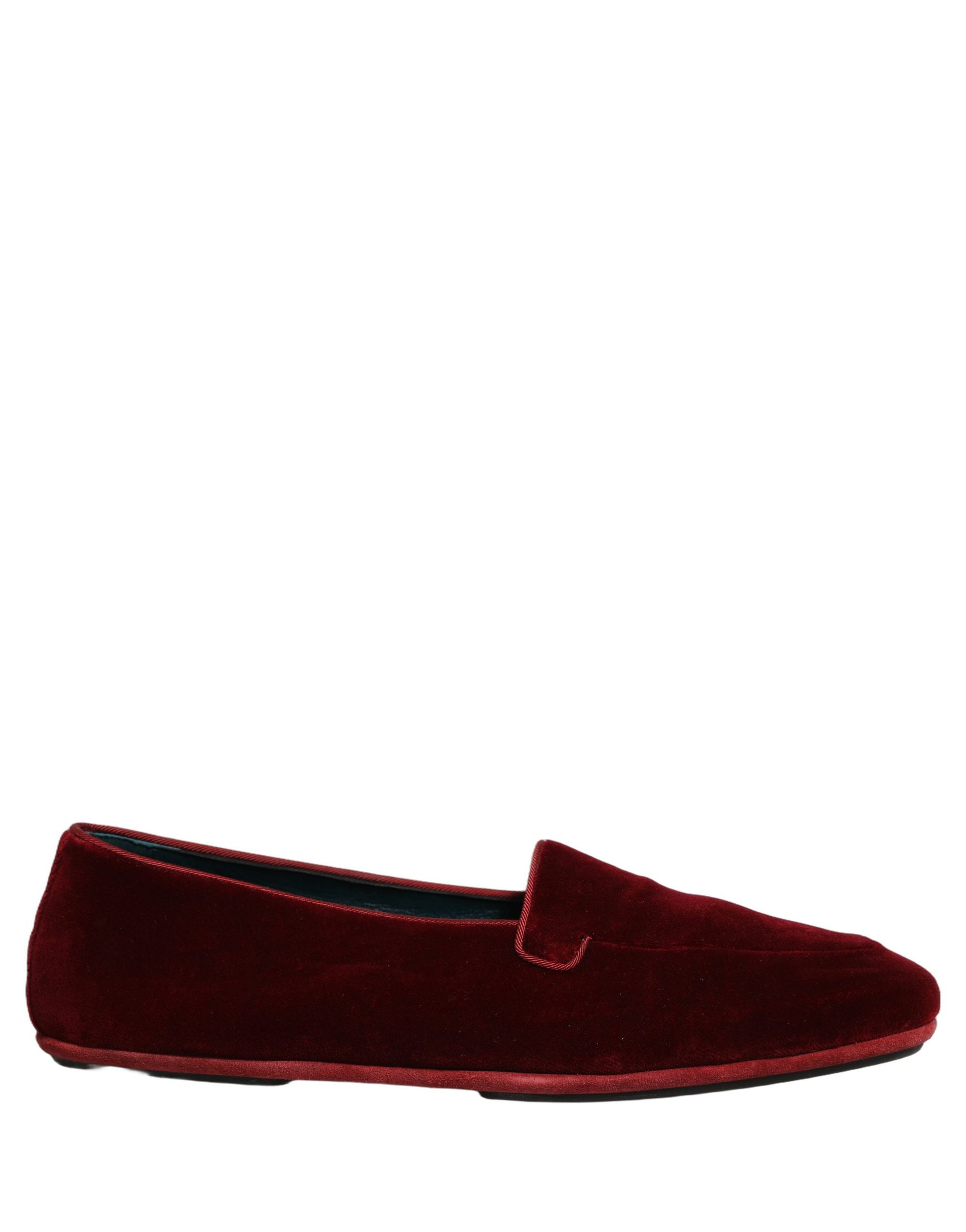 Dolce & Gabbana Mocassins Plats Homme en Velours Bordeau à Enfiler