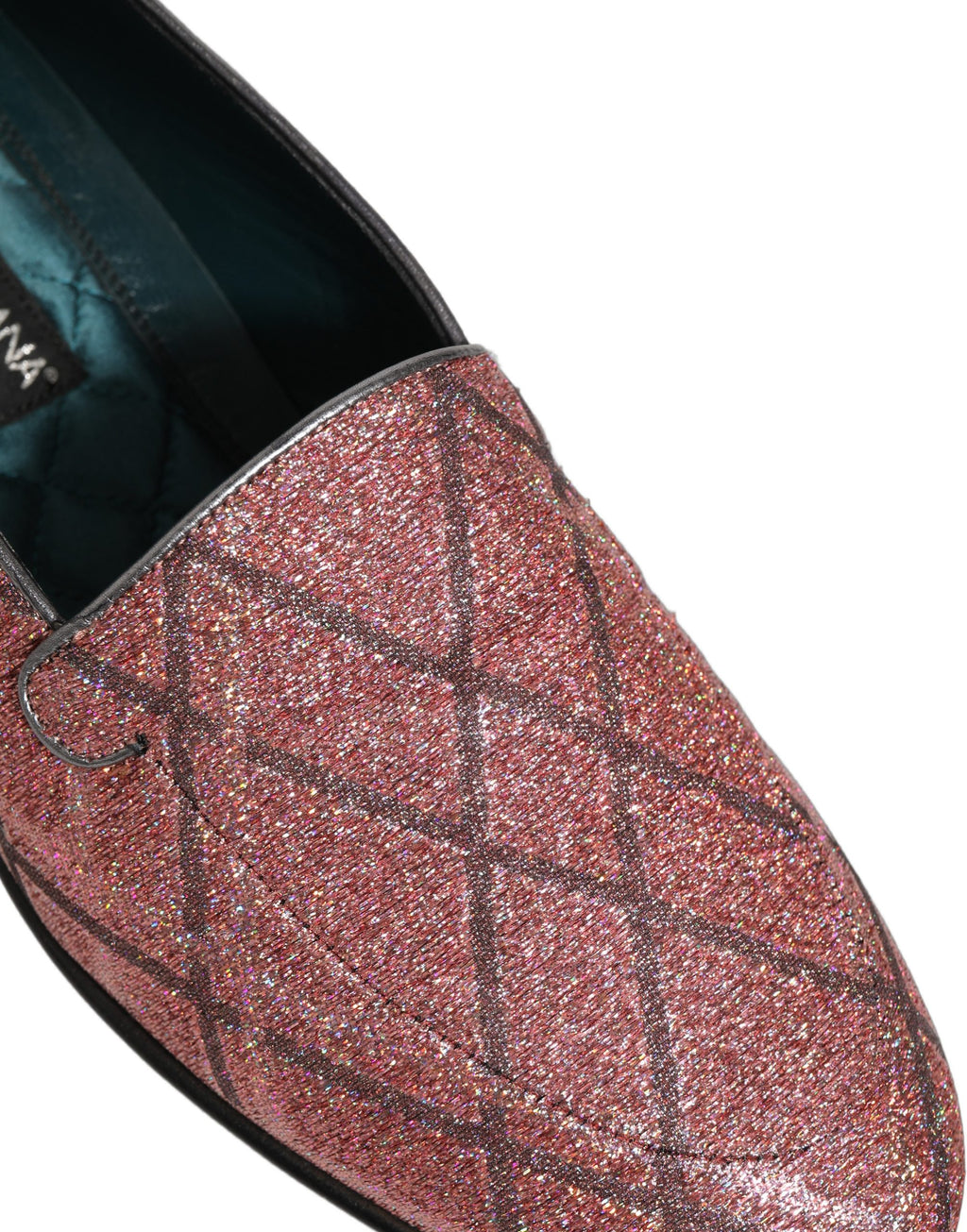 Chaussures mocassins à logo en Lurex à carreaux roses pailletés Dolce & Gabbana