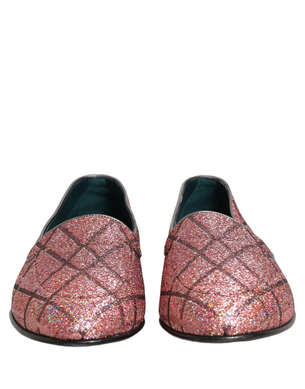 Chaussures mocassins à logo en Lurex à carreaux roses pailletés Dolce & Gabbana