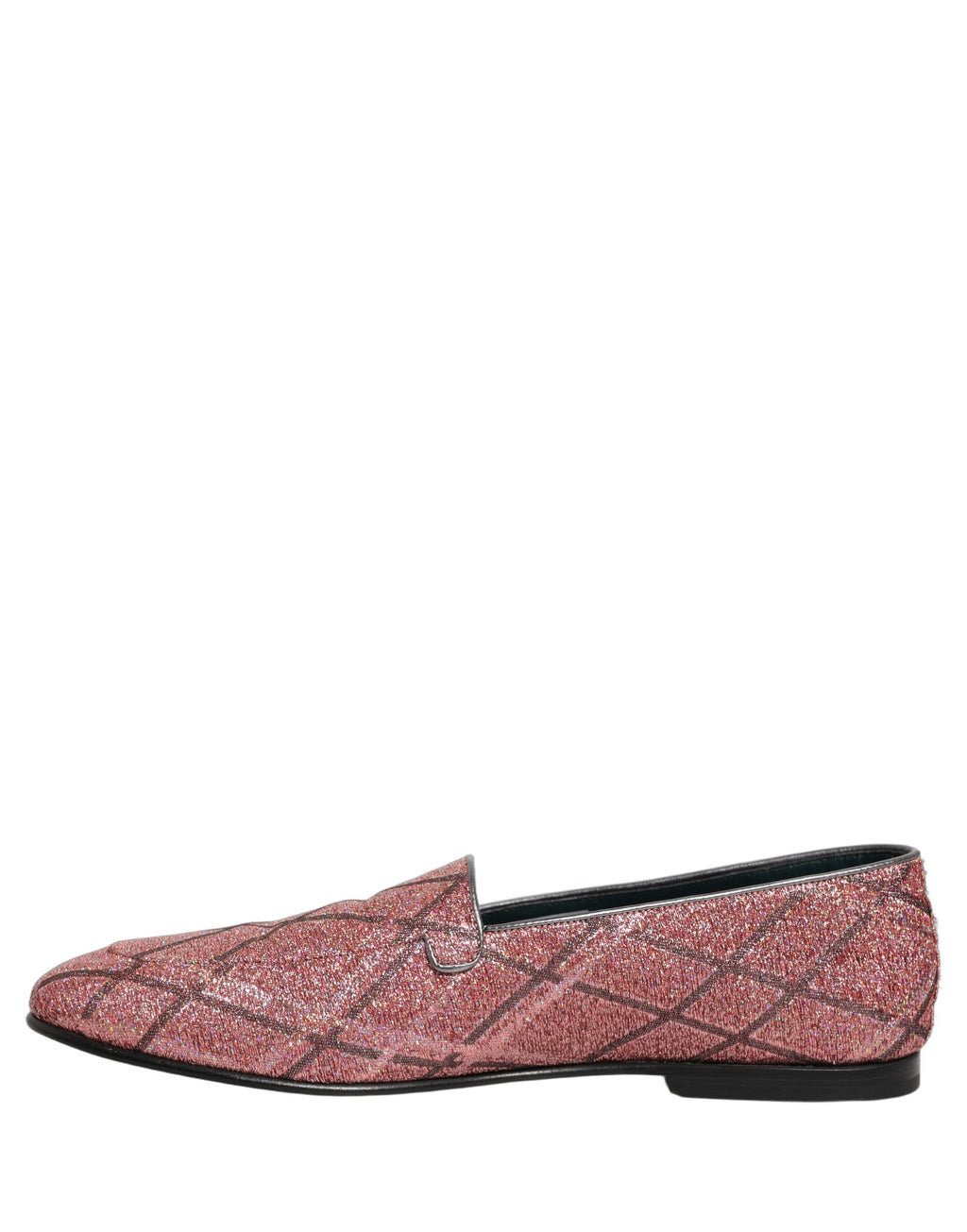 Chaussures mocassins à logo en Lurex à carreaux roses pailletés Dolce & Gabbana