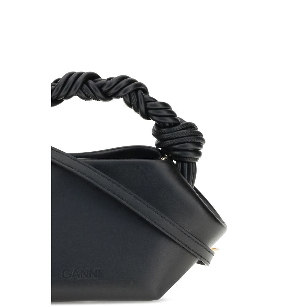 Sac porté épaule en cuir noir Ganni