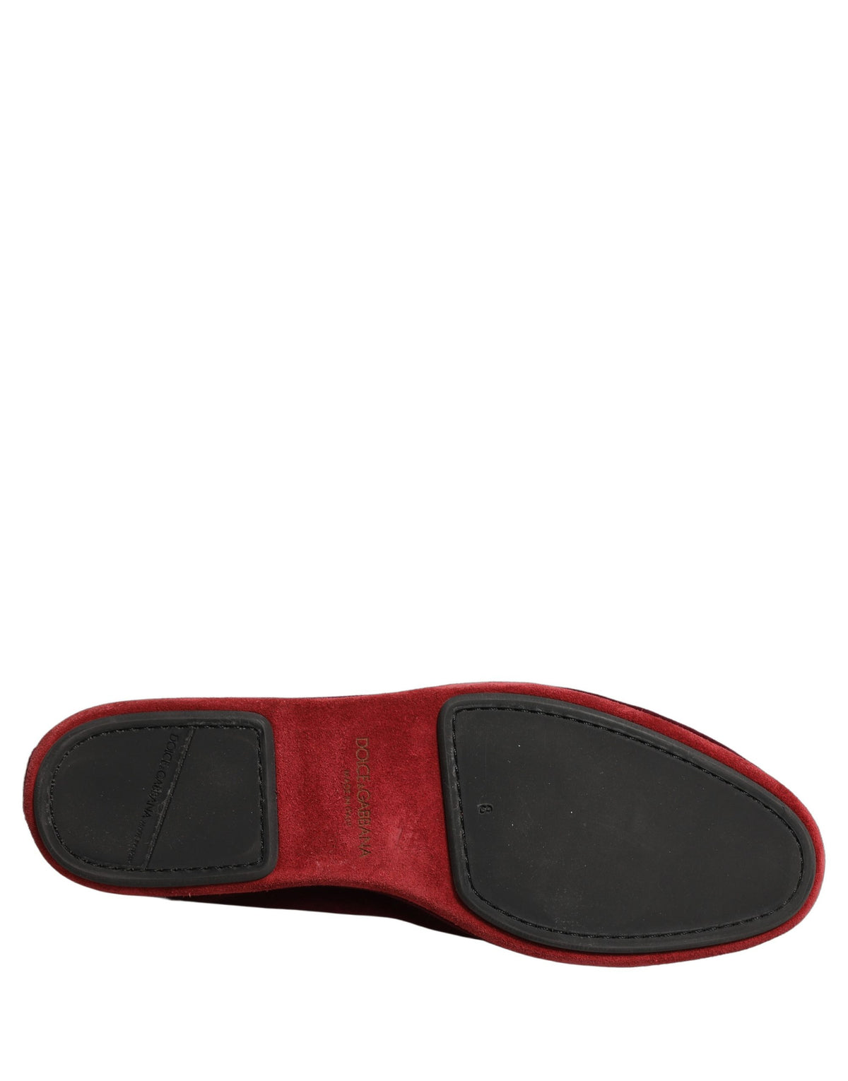 Mocassins de ville rouges en suède orné pour homme Dolce & Gabbana