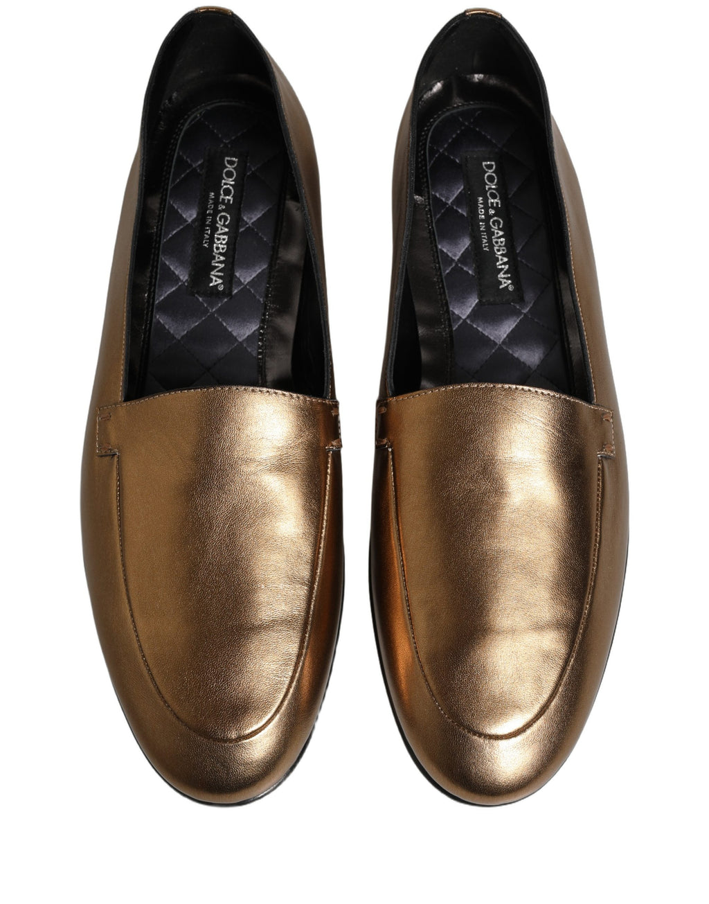 Dolce & Gabbana Gold Slip On Loafers for Men side view