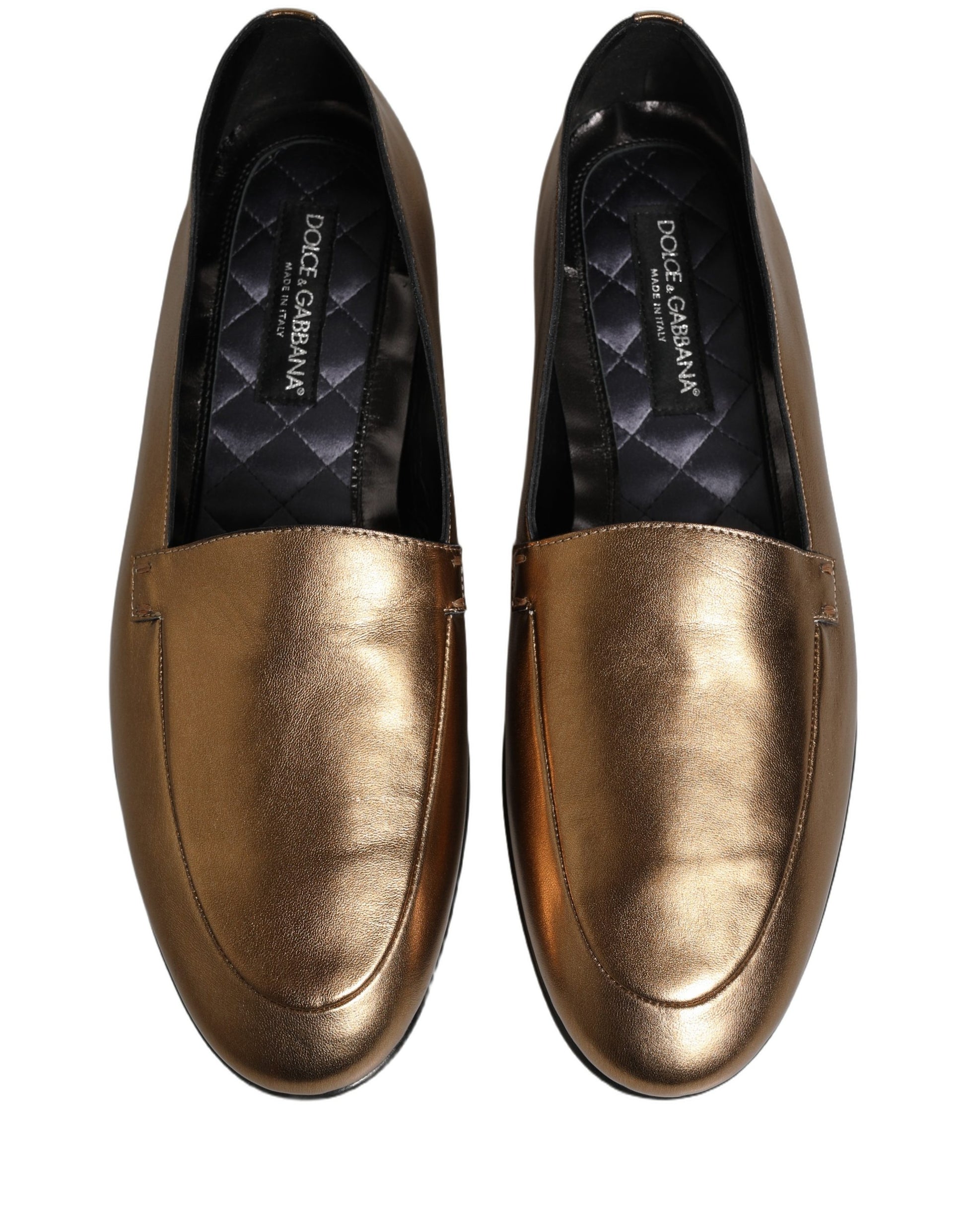 Dolce & Gabbana Gold Slip On Loafers for Men side view