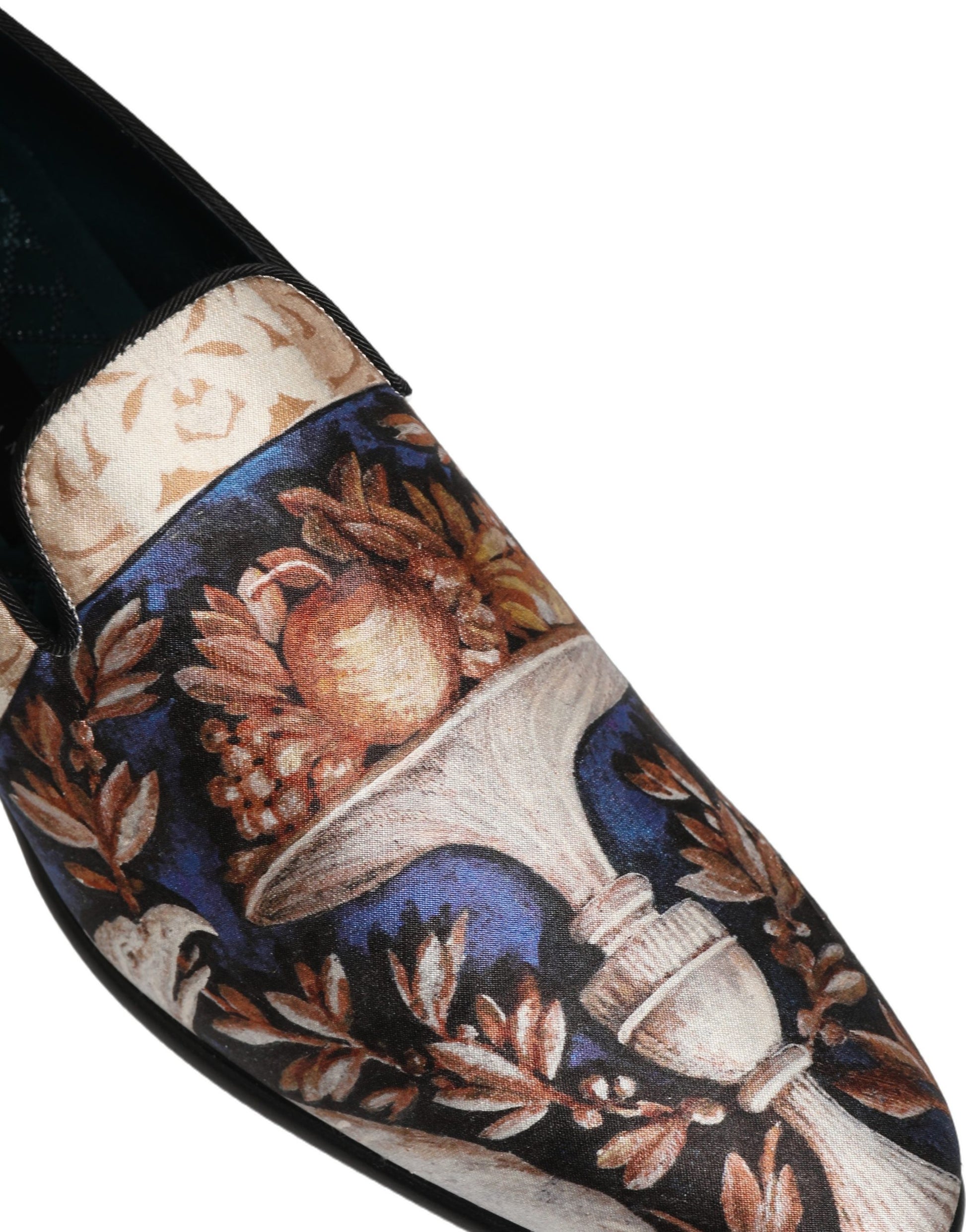 Dolce & Gabbana Multicolor Fruit Print Velvet Loafers Shoes