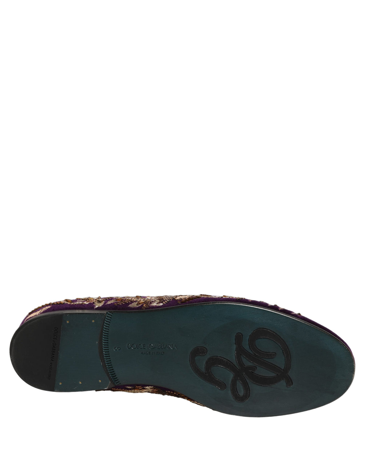 Mocassins Dolce & Gabbana en velours violet brodé floral