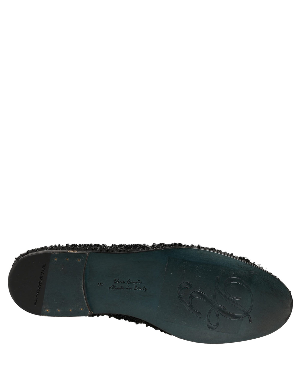 Chaussures Loafers Dolce & Gabbana en Velours Noir Brodé