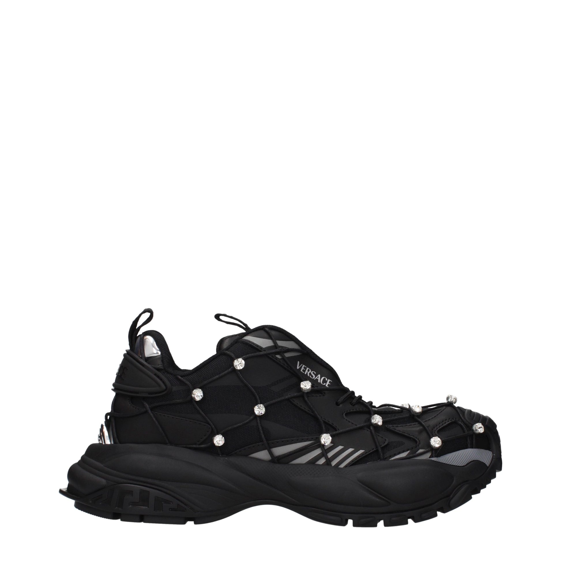 Versace Black Fabric Chunky Sneakers