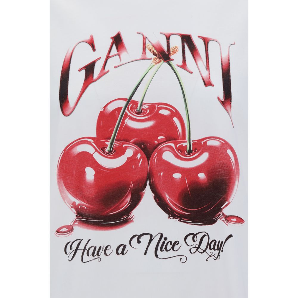 Ganni White T-Shirt for Women detail view