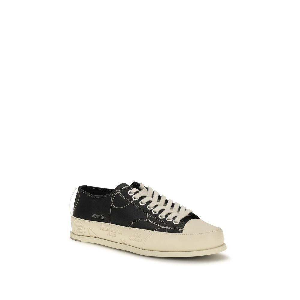 Baskets basses Premiata en cuir de veau noir Bos Taurus