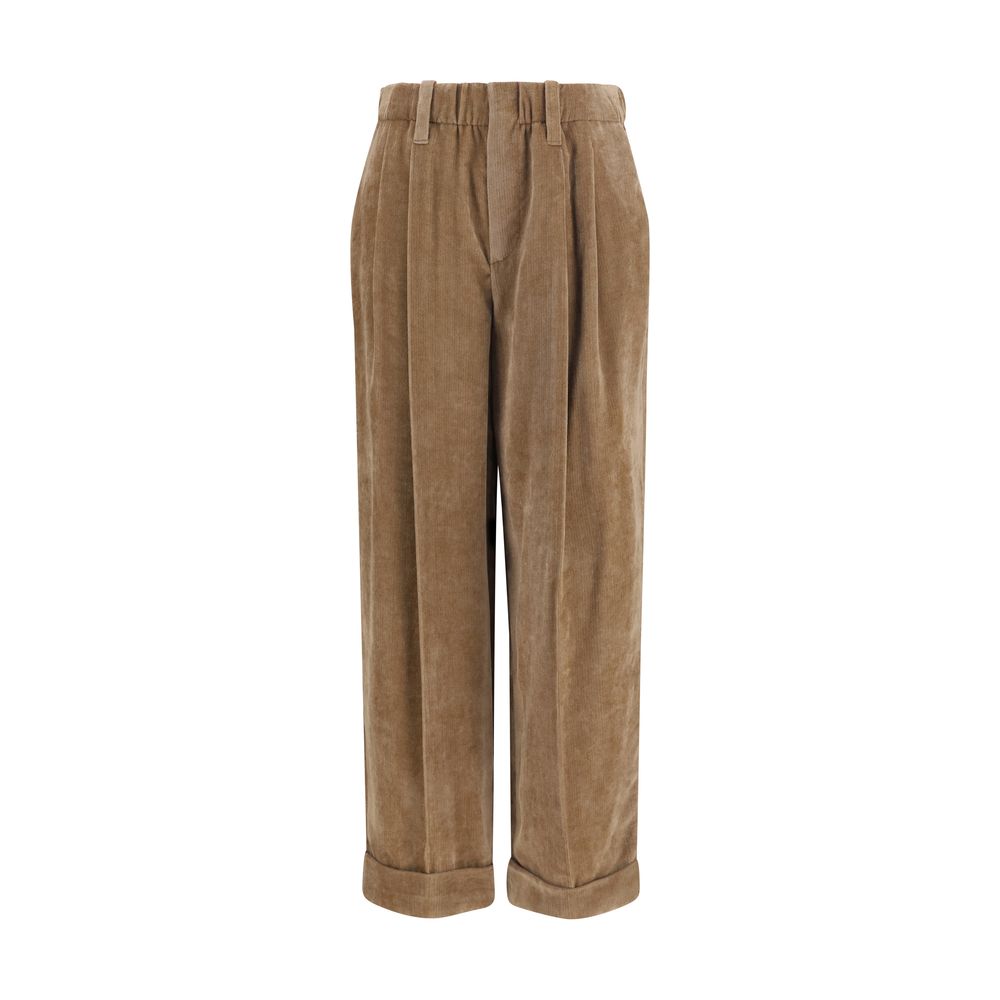 Pantalon décontracté Brunello Cucinelli marron en viscose