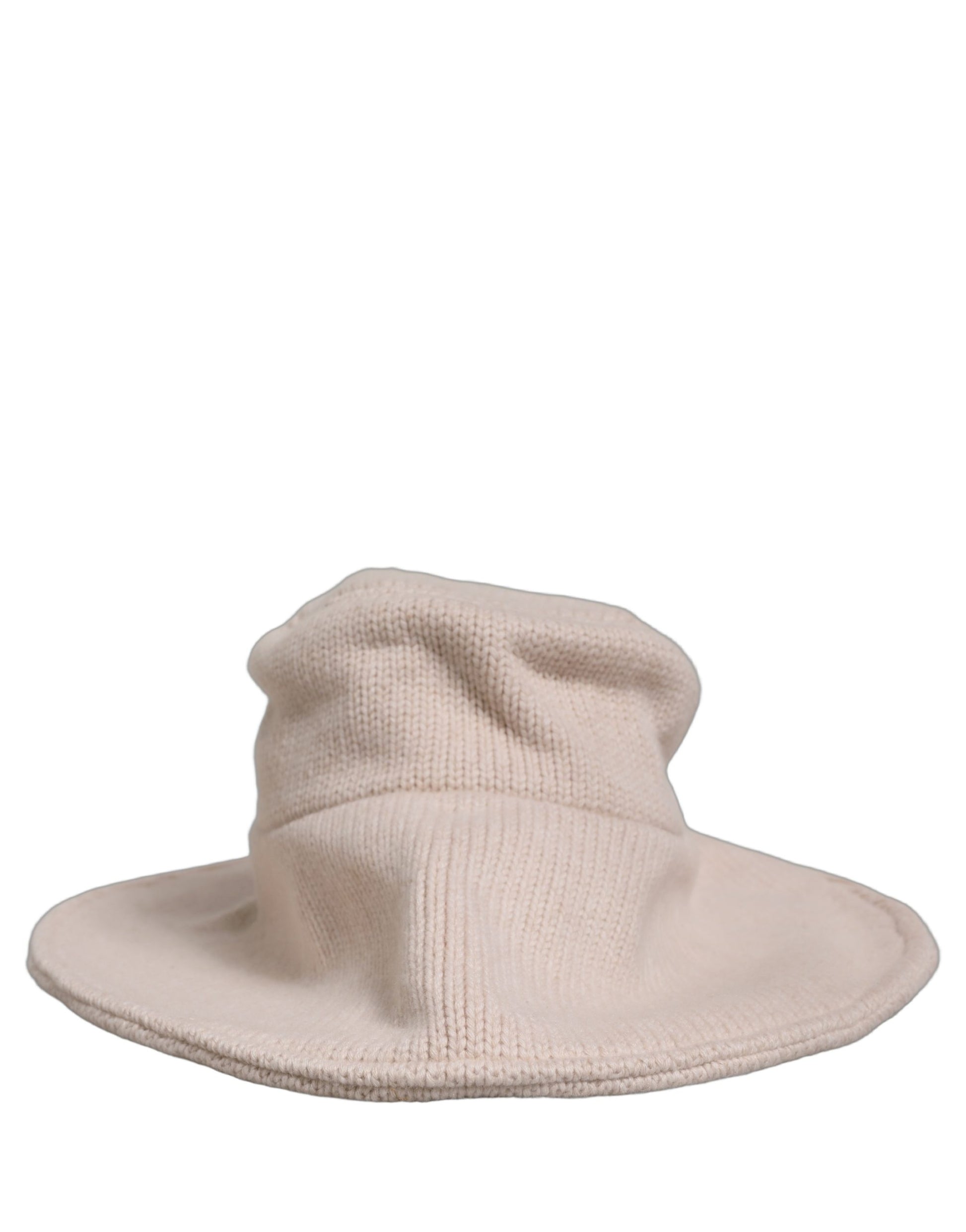 Dolce & Gabbana Women Beige Wool Knit Wide Brim Bucket Capello Hat