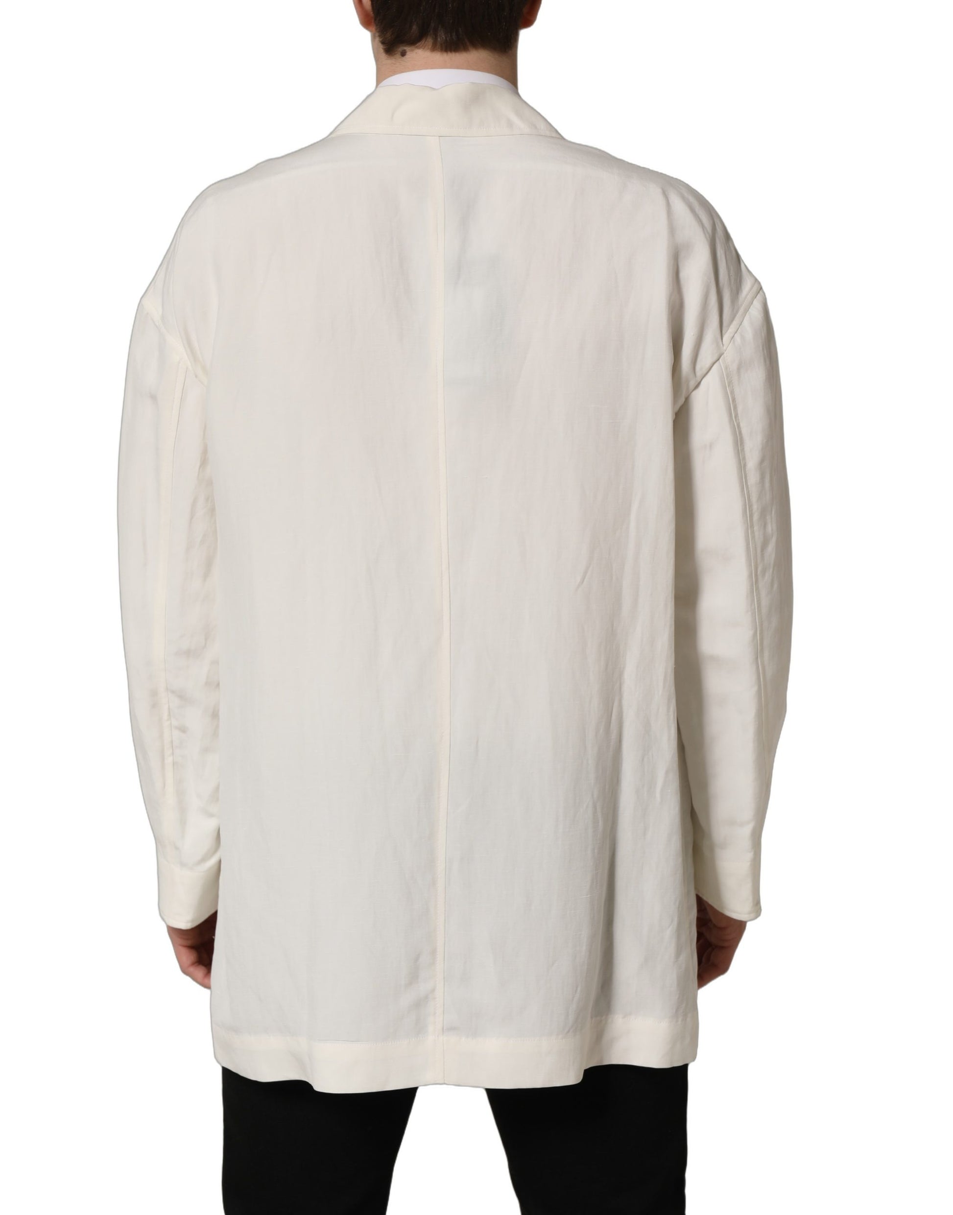 Veste blazer Dolce & Gabbana en lin écru à boutonnage simple
