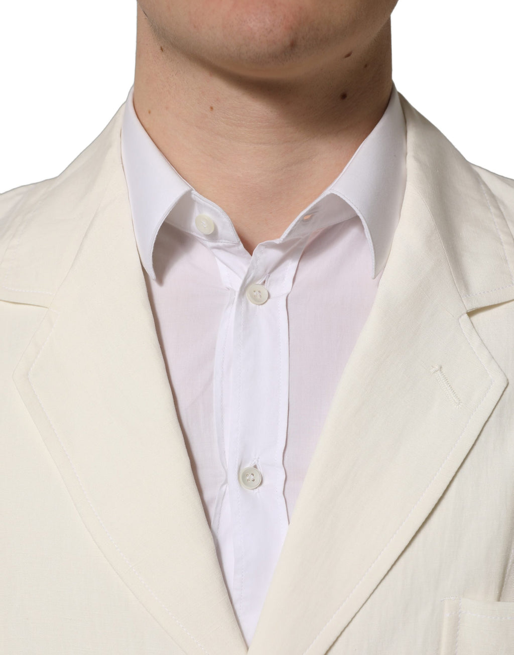 Veste blazer Dolce & Gabbana en lin écru à boutonnage simple