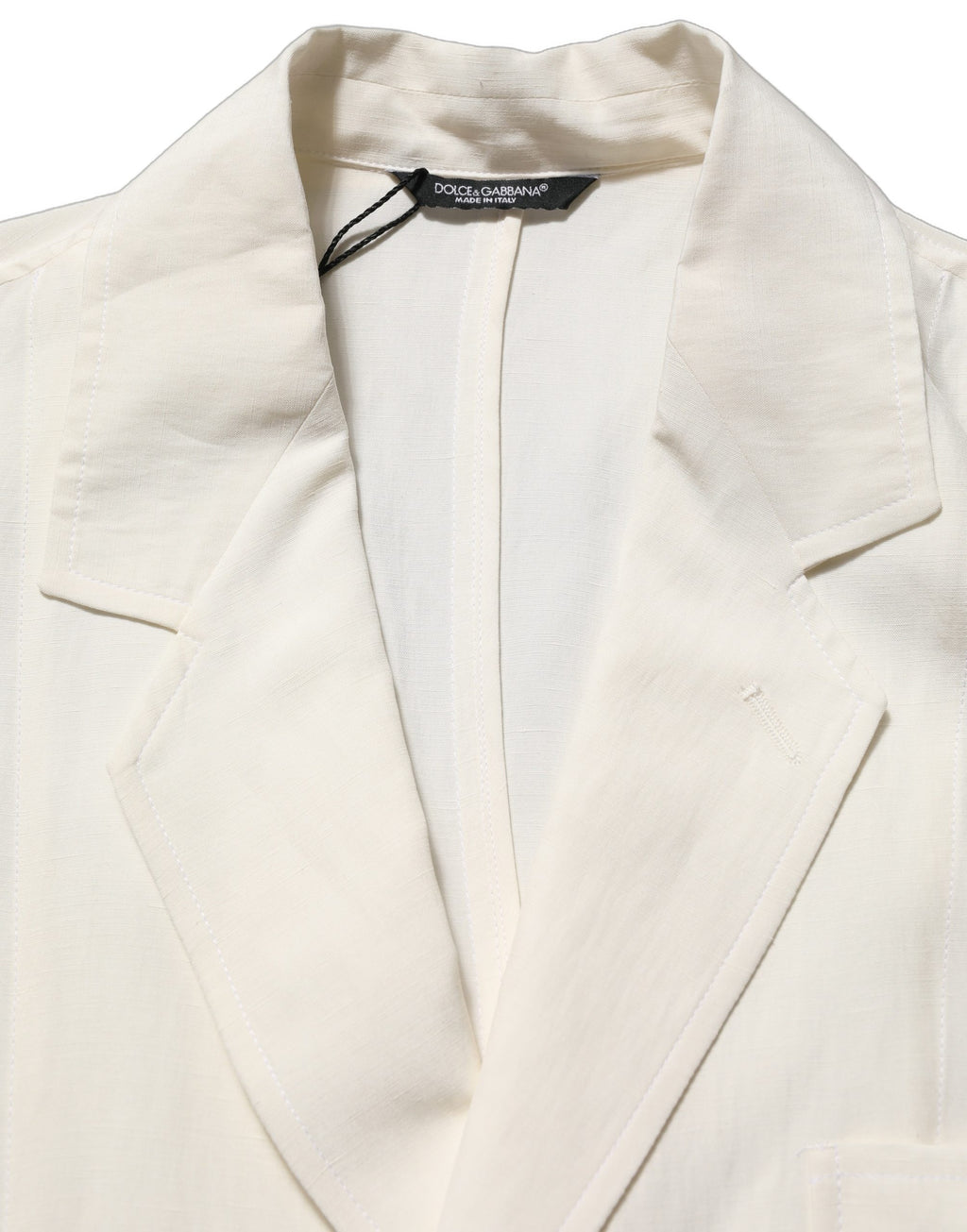 Veste blazer Dolce & Gabbana en lin écru à boutonnage simple