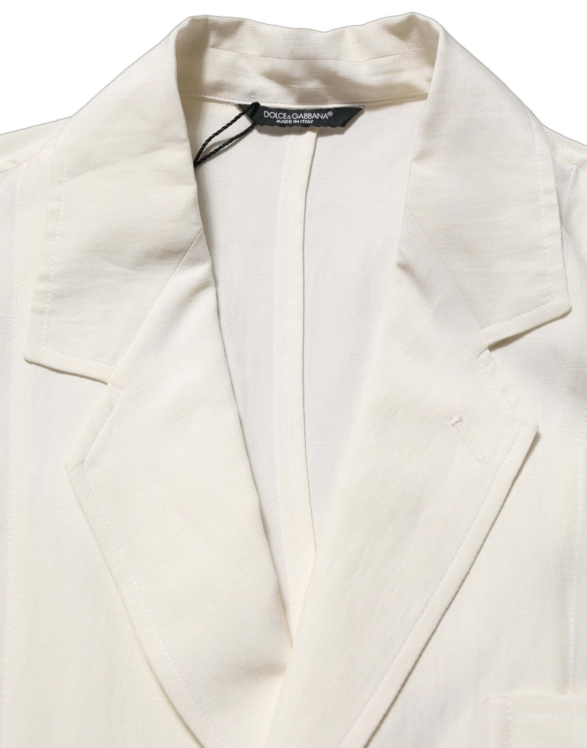 Veste blazer Dolce & Gabbana en lin écru à boutonnage simple