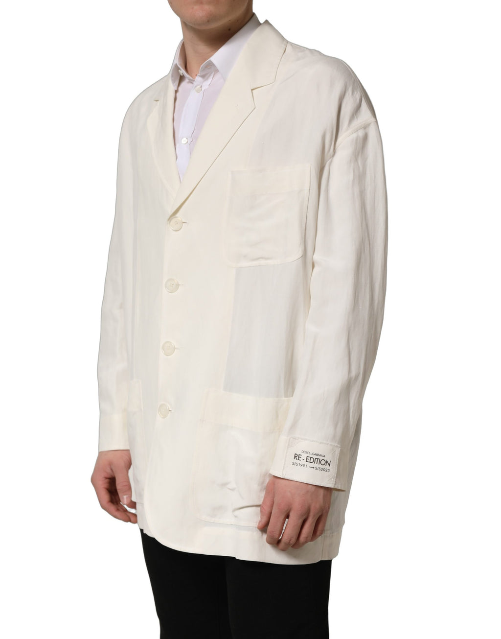 Veste blazer Dolce & Gabbana en lin écru à boutonnage simple