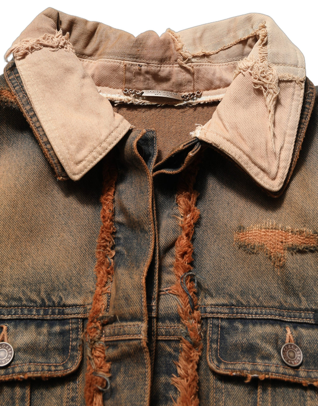 Blouson en jean Dolce & Gabbana multicolore à bords francs et empiècements pour homme