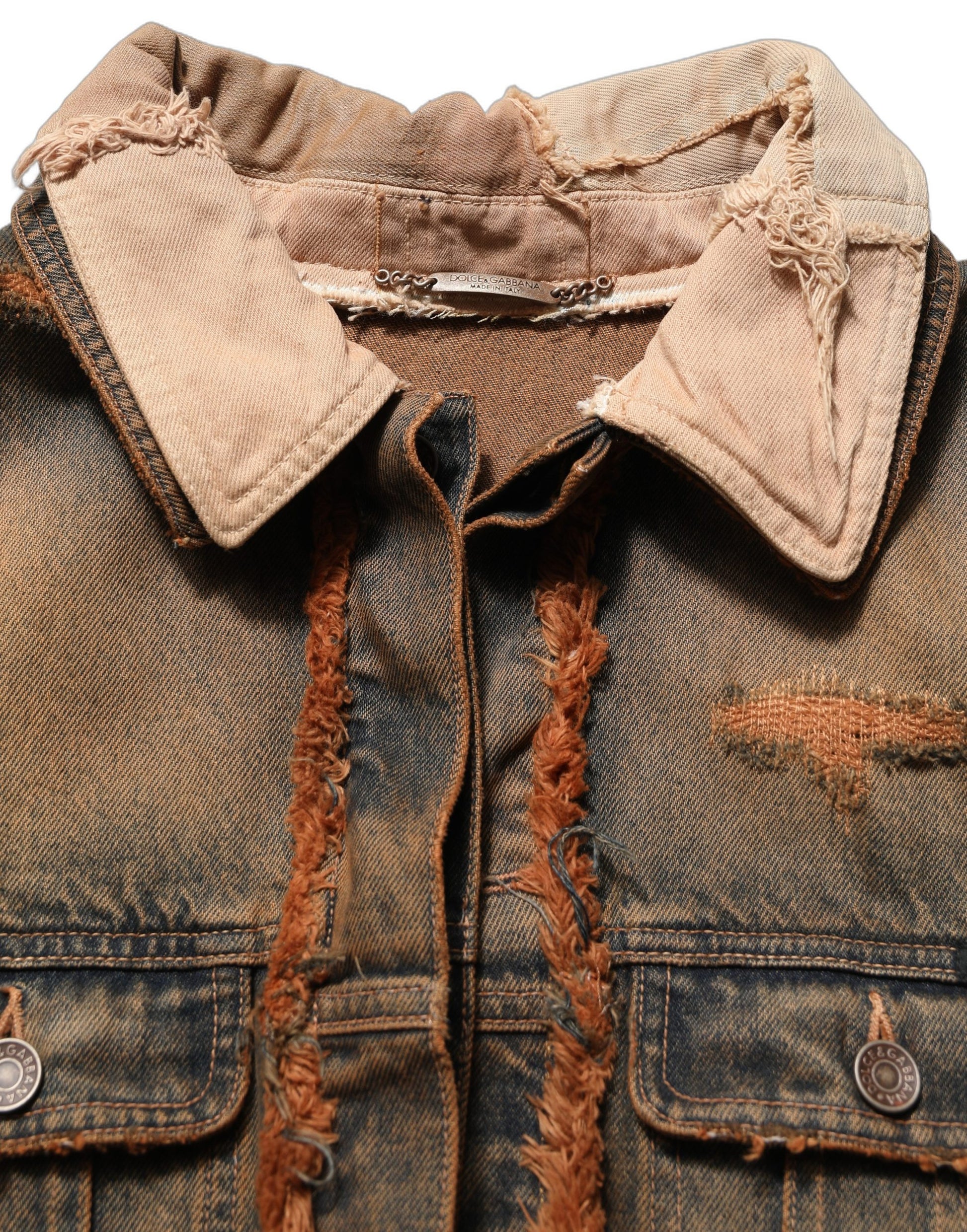 Blouson en jean Dolce & Gabbana multicolore à bords francs et empiècements pour homme