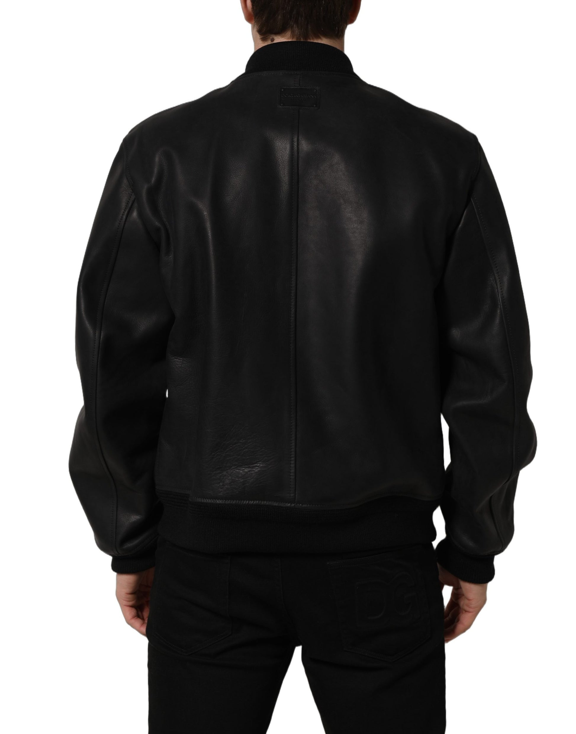 Dolce & Gabbana Black Biker Jackets for Men side view