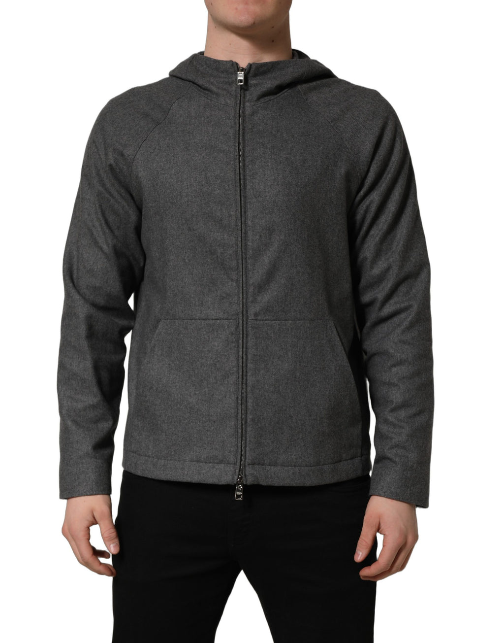 Bomber zippé à capuche Dolce & Gabbana en coton gris pour homme