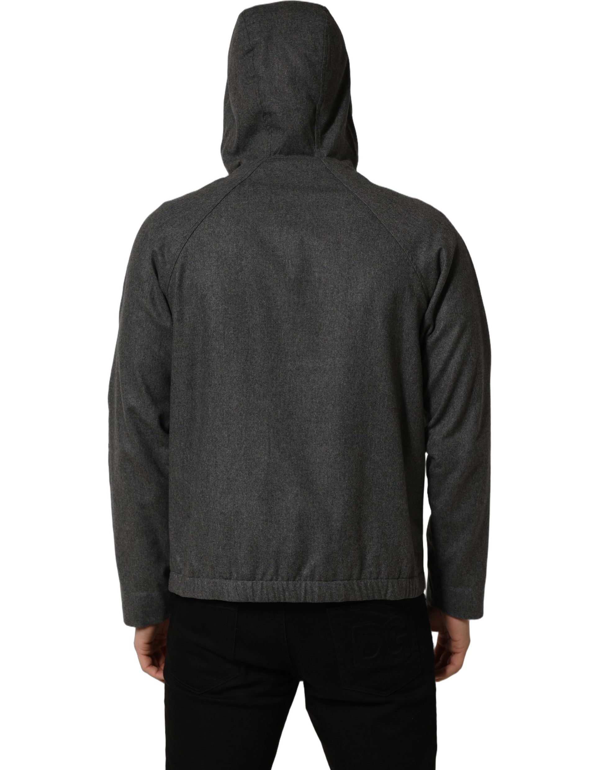 Bomber zippé à capuche Dolce & Gabbana en coton gris pour homme