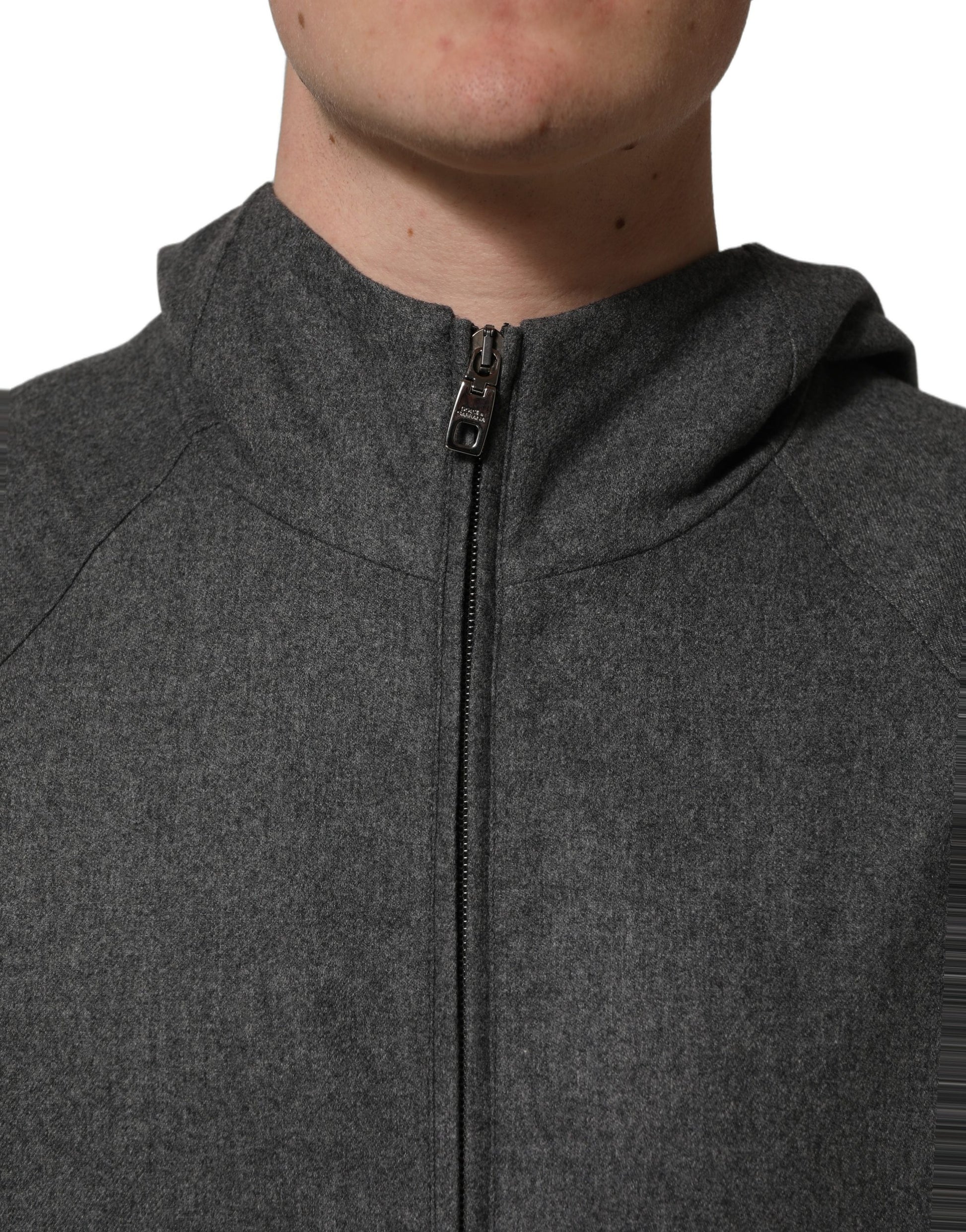 Bomber zippé à capuche Dolce & Gabbana en coton gris pour homme
