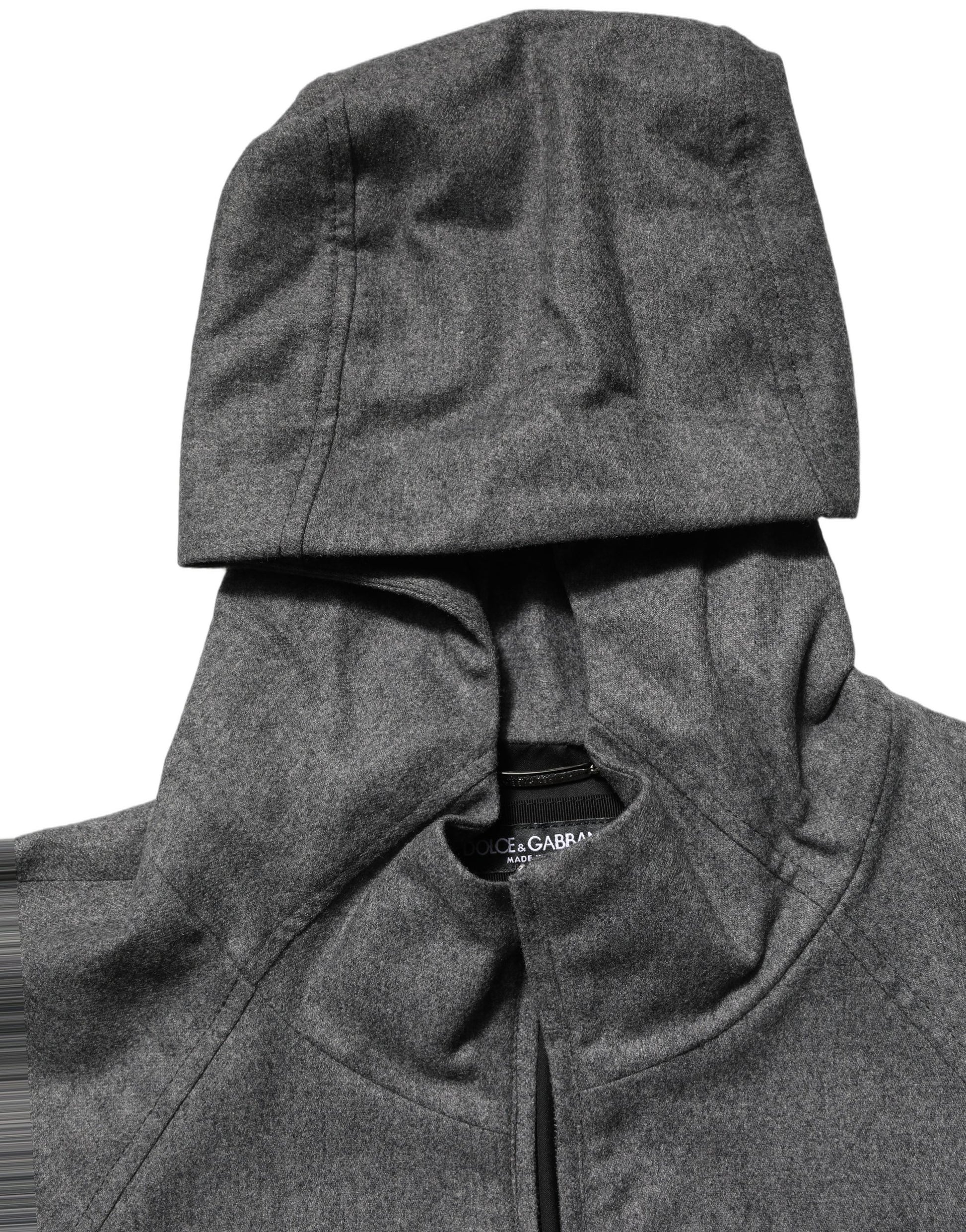 Bomber zippé à capuche Dolce & Gabbana en coton gris pour homme