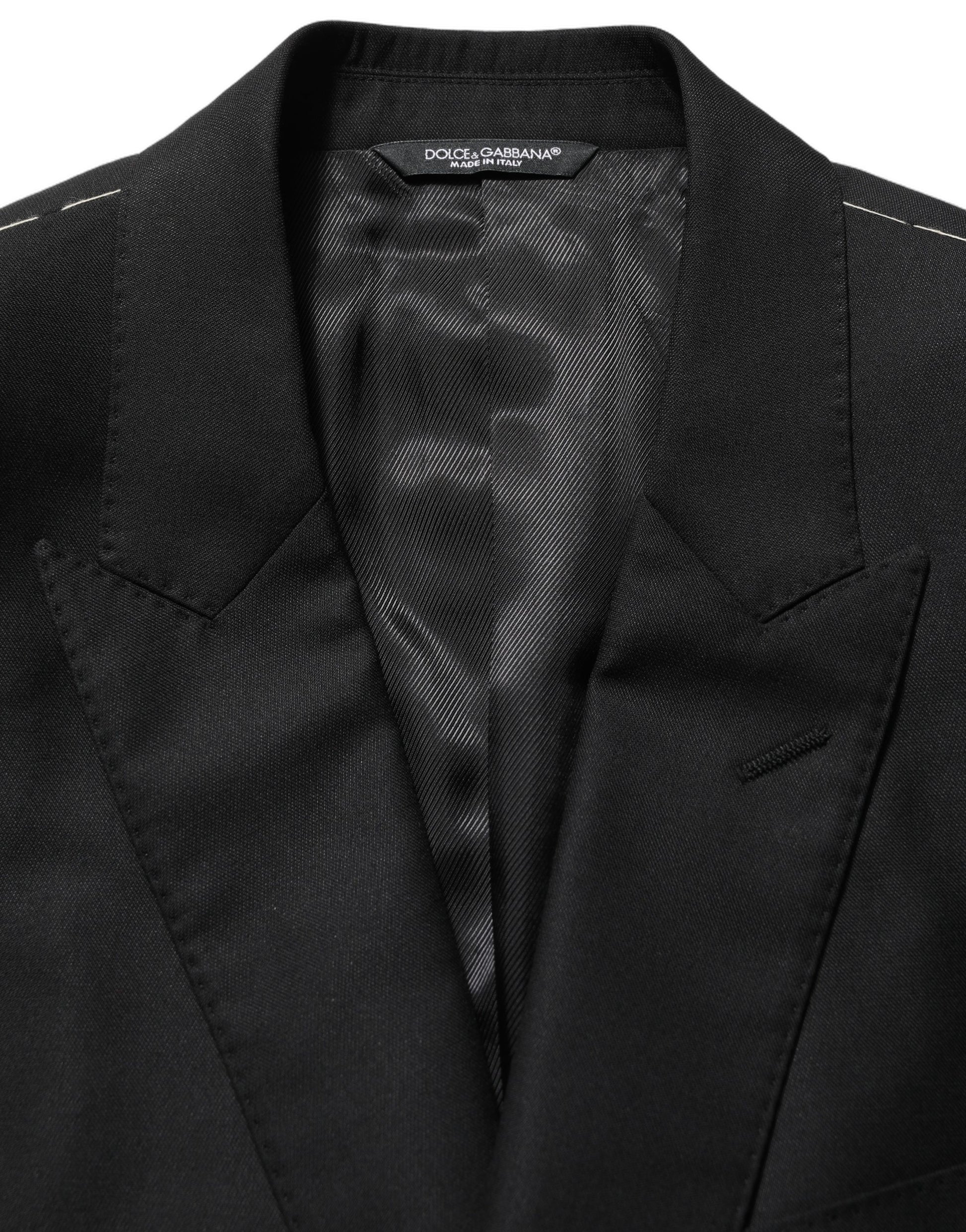 Veste blazer droite en laine noire Dolce & Gabbana