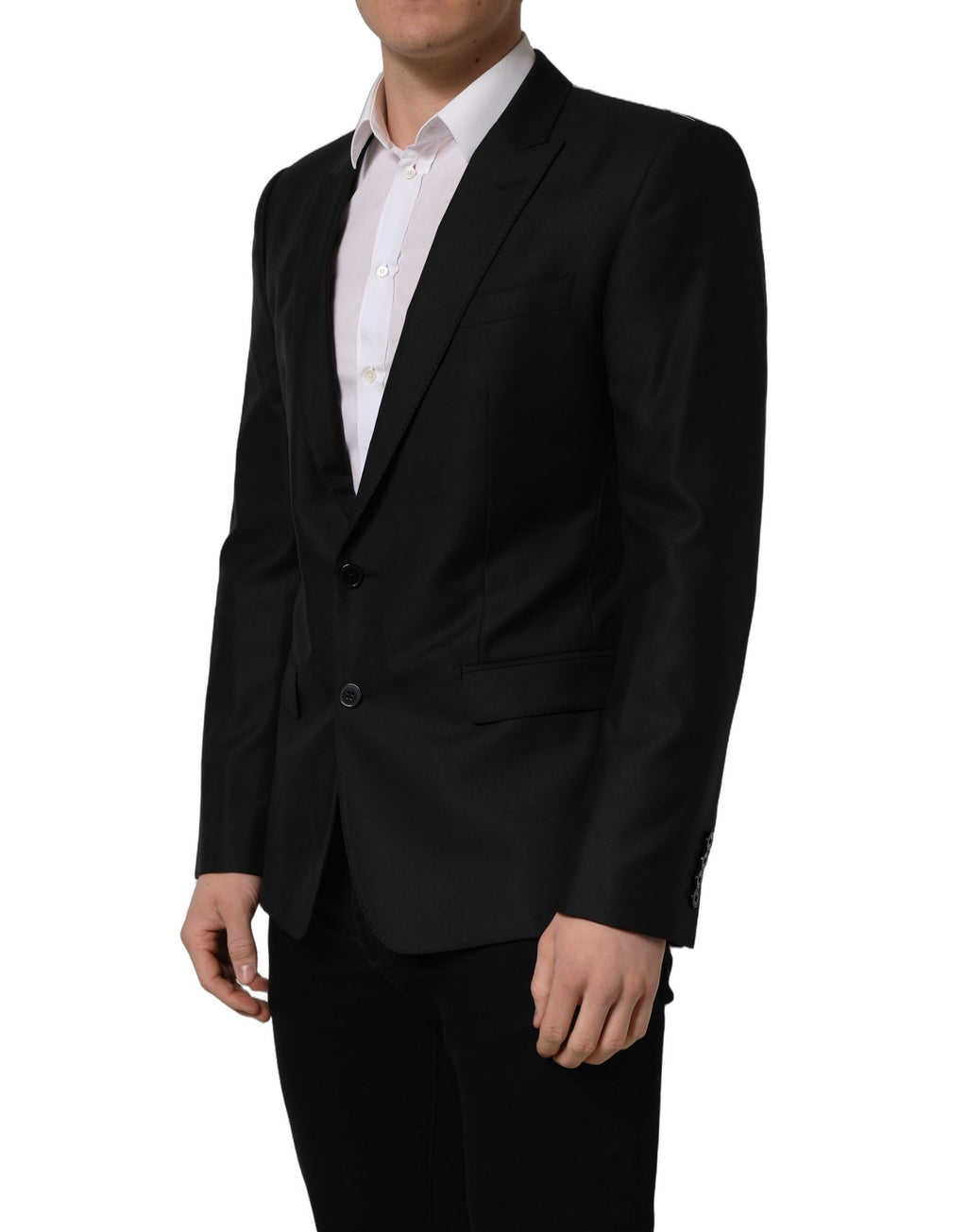 Veste blazer droite en laine noire Dolce & Gabbana