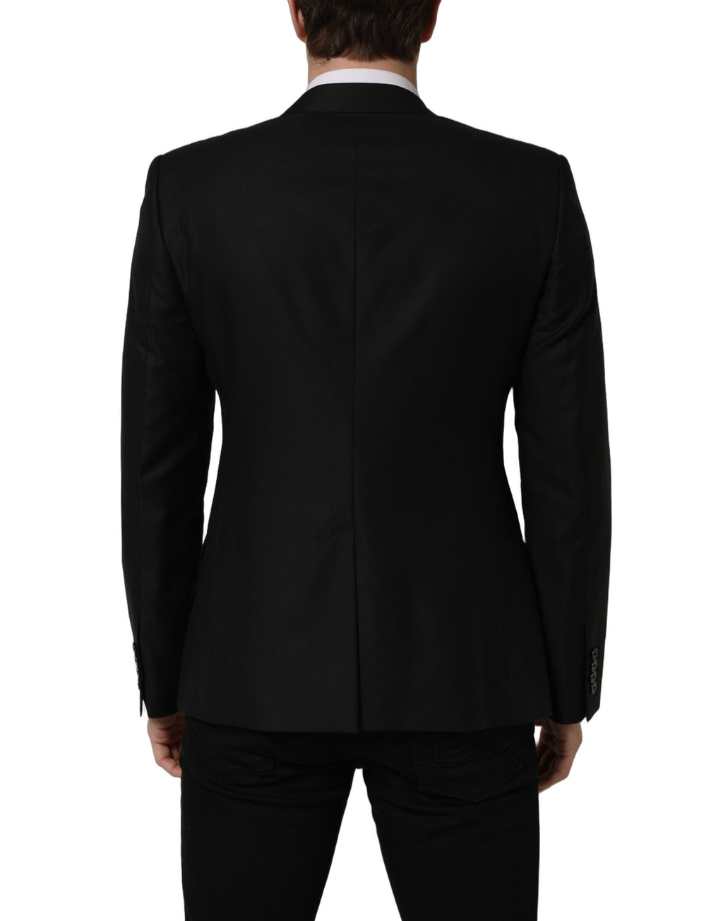 Veste blazer droite en laine noire Dolce & Gabbana
