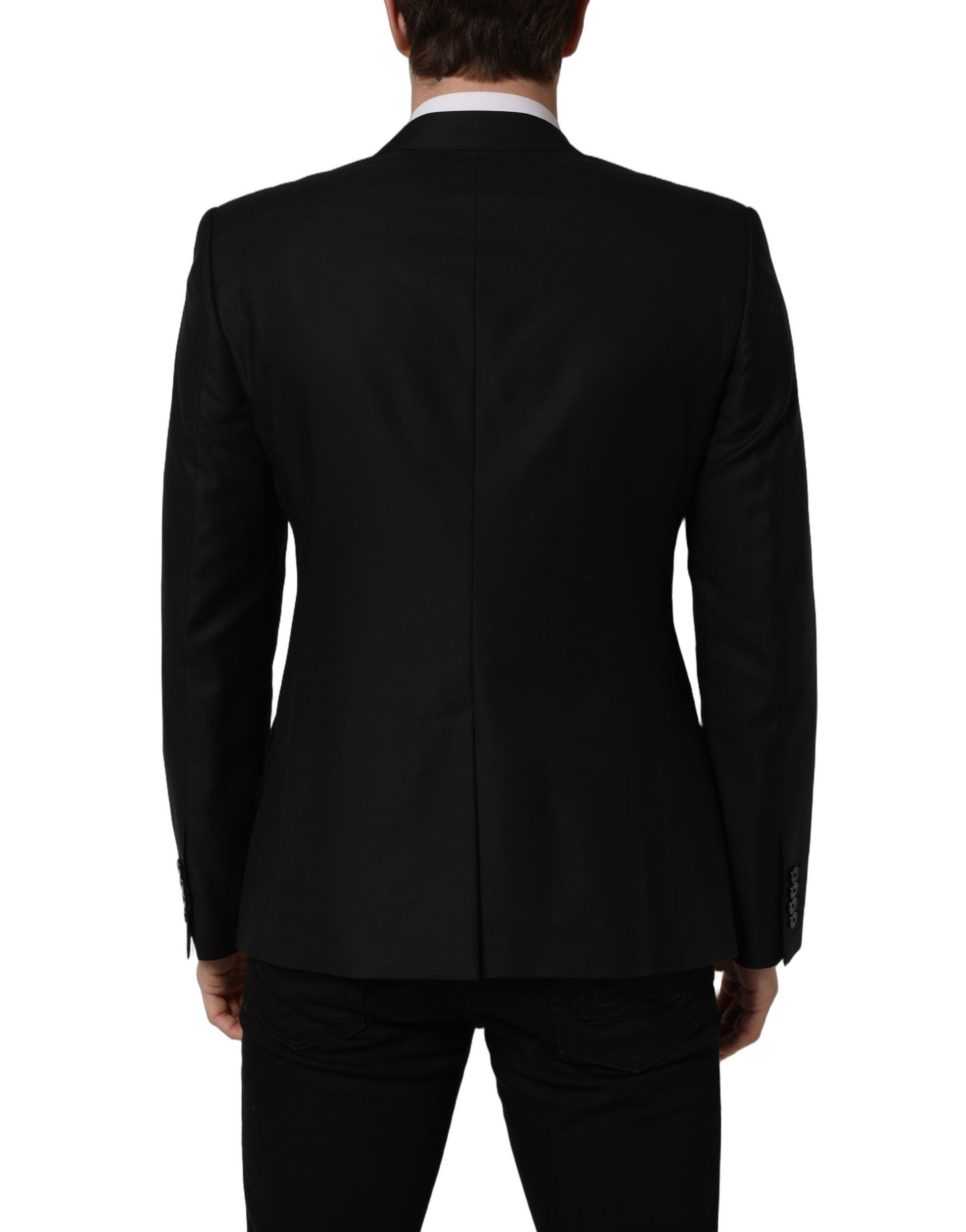 Veste blazer droite en laine noire Dolce & Gabbana