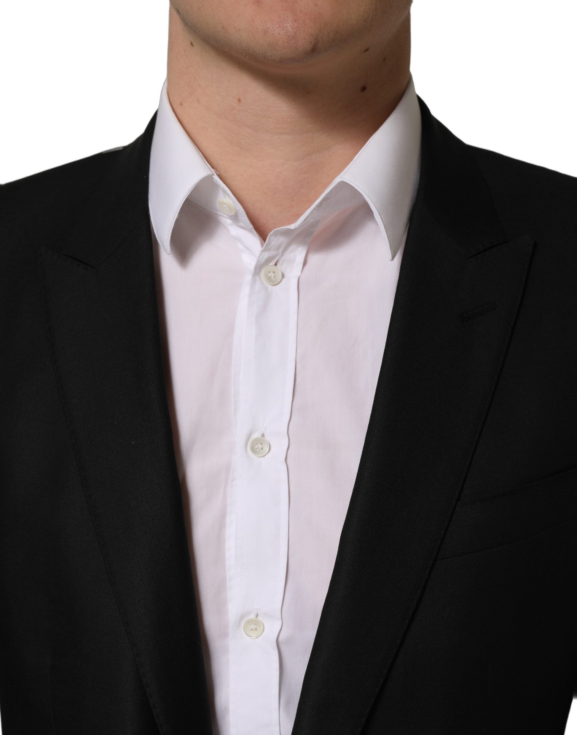 Veste blazer droite en laine noire Dolce & Gabbana