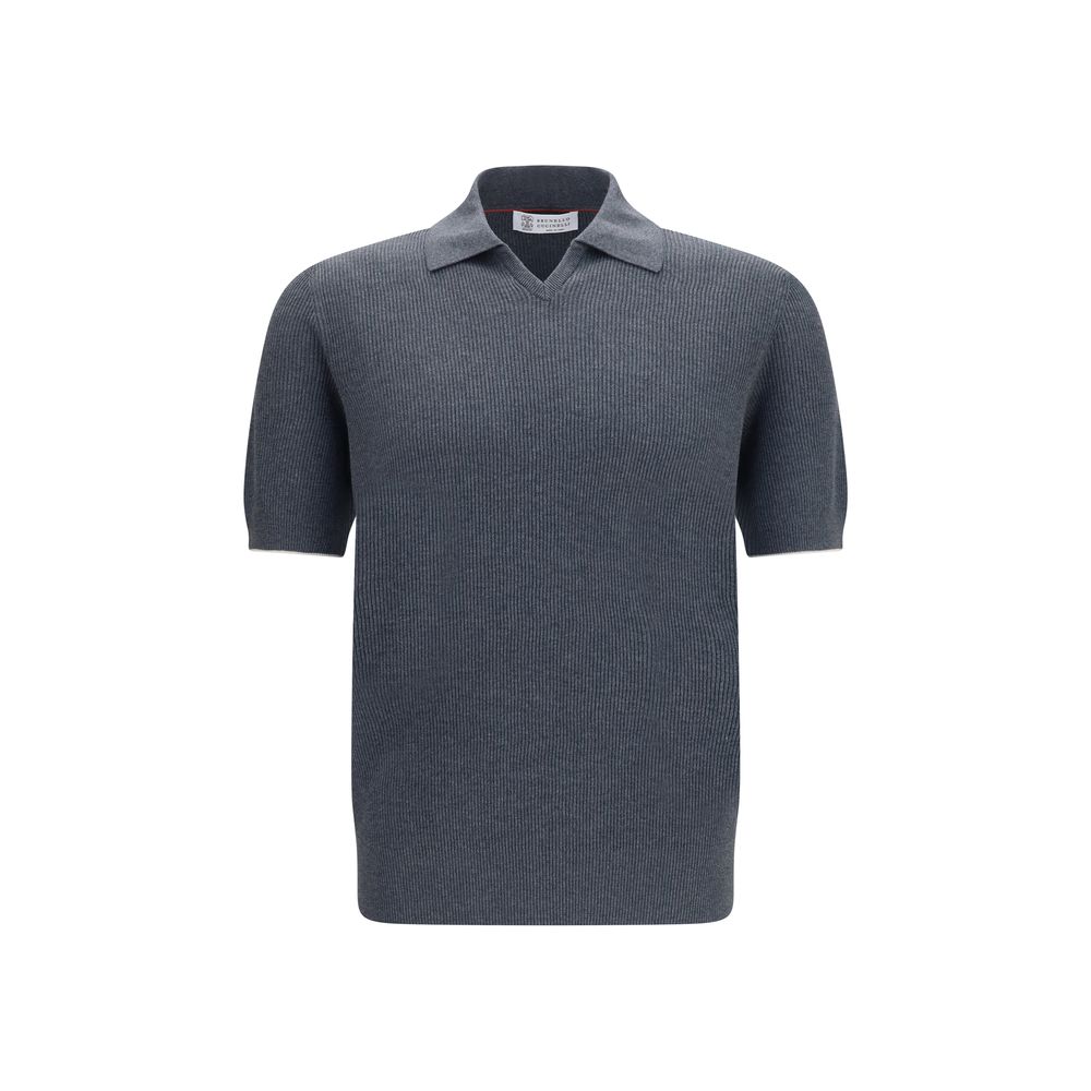 Brunello Cucinelli Grey Polo Shirt for Men